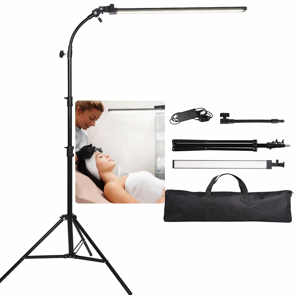 Kit di Illuminazione LED da Studio Fotografico con Supporto e Borsa Tubo Morbido per Bellezza, Sopracciglia, Tatuaggio, Trucco, Odontoiatria, Ciglia, Ritratto, Luce per Fotografia Di Prodotto