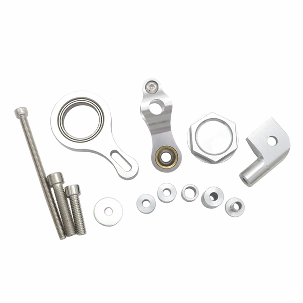 Kit di supporto staffa ammortizzatore sterzo moto stabilizzatore lineare montaggio per YZF R6 YZFR6 2006-2016 (argento)