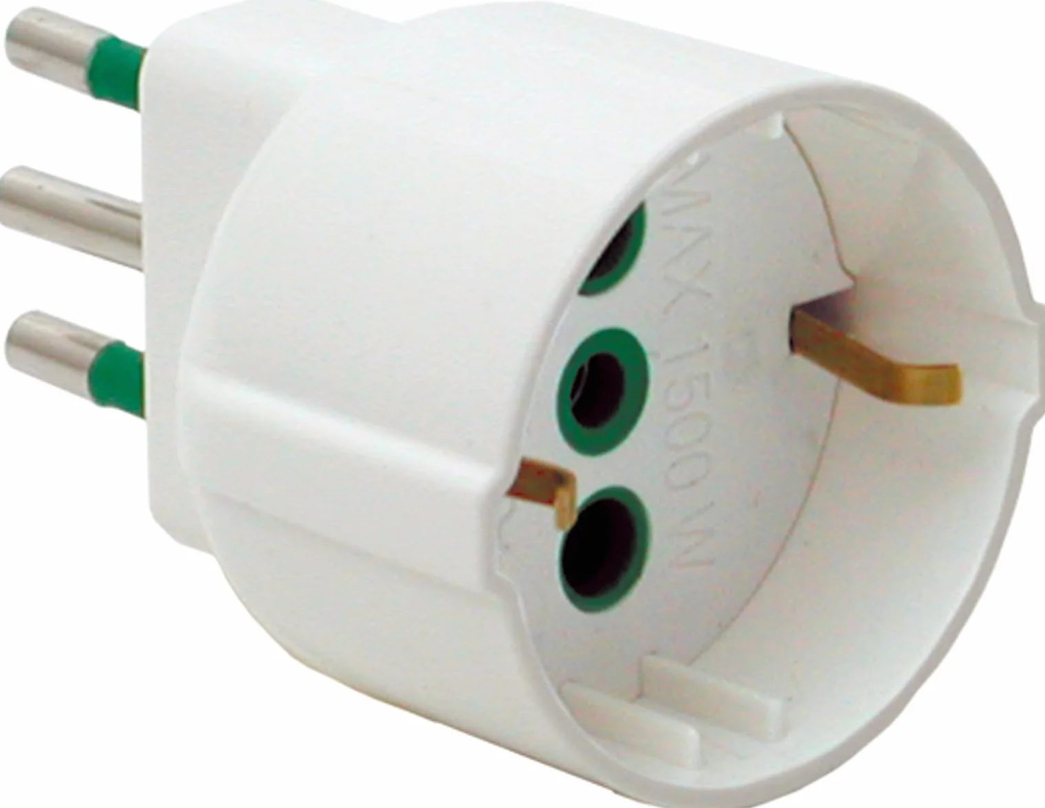 FANTON 87120 Adattatore semplice spina italiana 2P+T 10A presa schuko 2P+T 16A Bianco