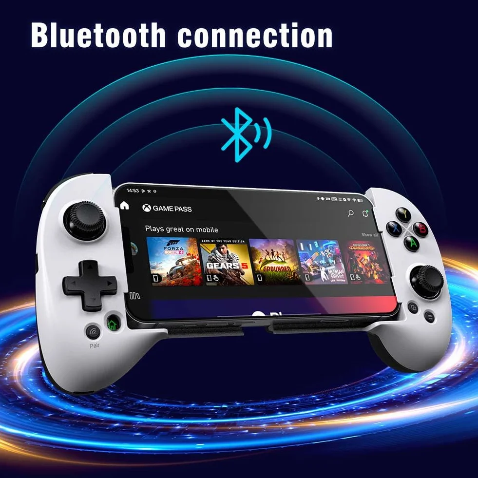 ShanWan Controller Smartphone Android/iOS, Controller di Gioco Mobile con Leva di manovra regolabile per Xbox Cloud Steam Link GeForce Now MFi Arcade Games [android,ios] (Bianca)