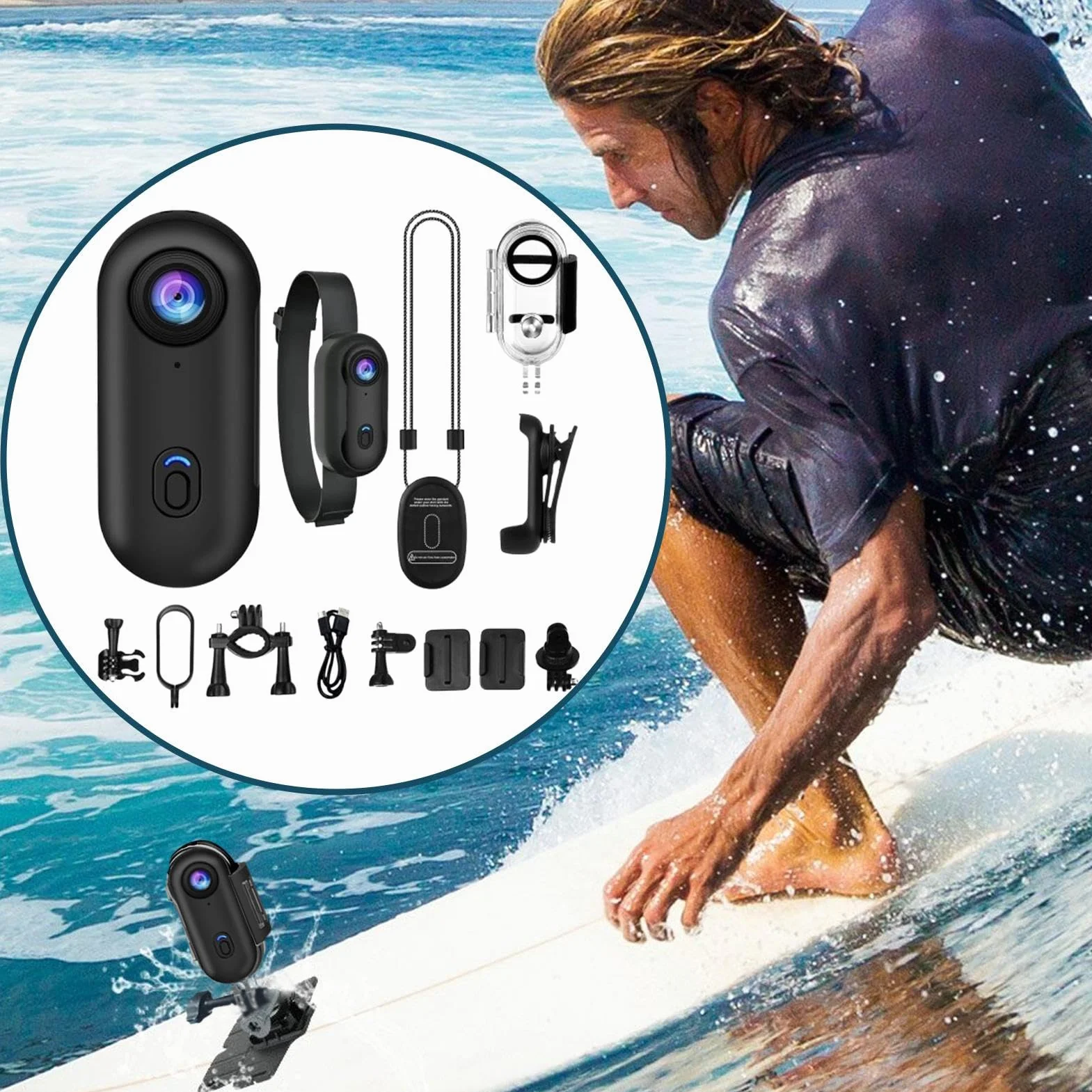 Générique Videocamera portatile 4K POV Pro con clip girevole a 360° e clip magnetica, grandangolo di 170°, registrazione 120 minuti, ideale per conferenze, viaggi e passeggiate