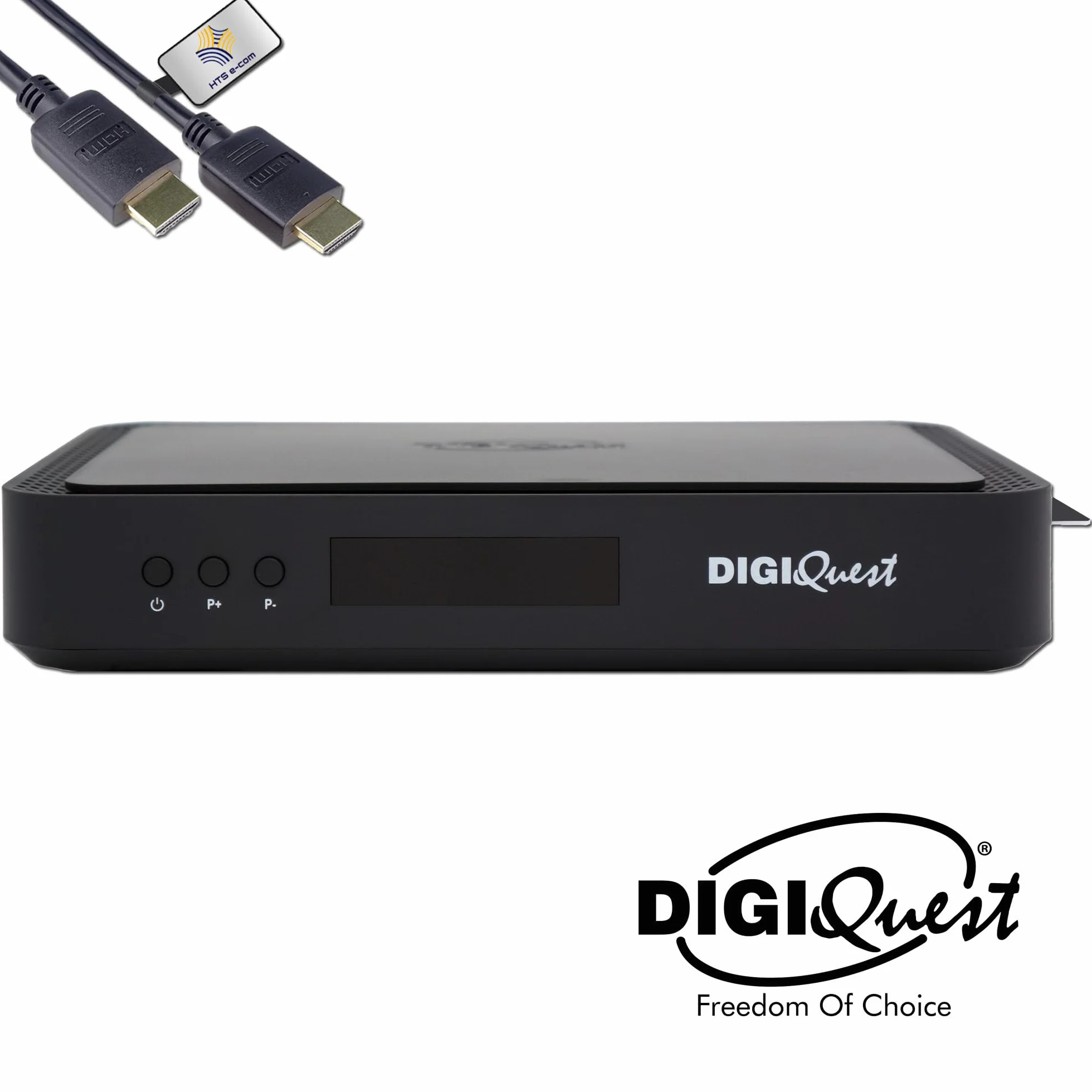 DigiQuest Q99 - Ricevitore satellitare 4K con scheda TiVuSat attivata Nero + WiFi Stick - Italia TV Rai Mediaset LA7, HEVC HDR, PVR Ready, LAN, USB, ricevitore certificato + cavo HDMI HTS e-com