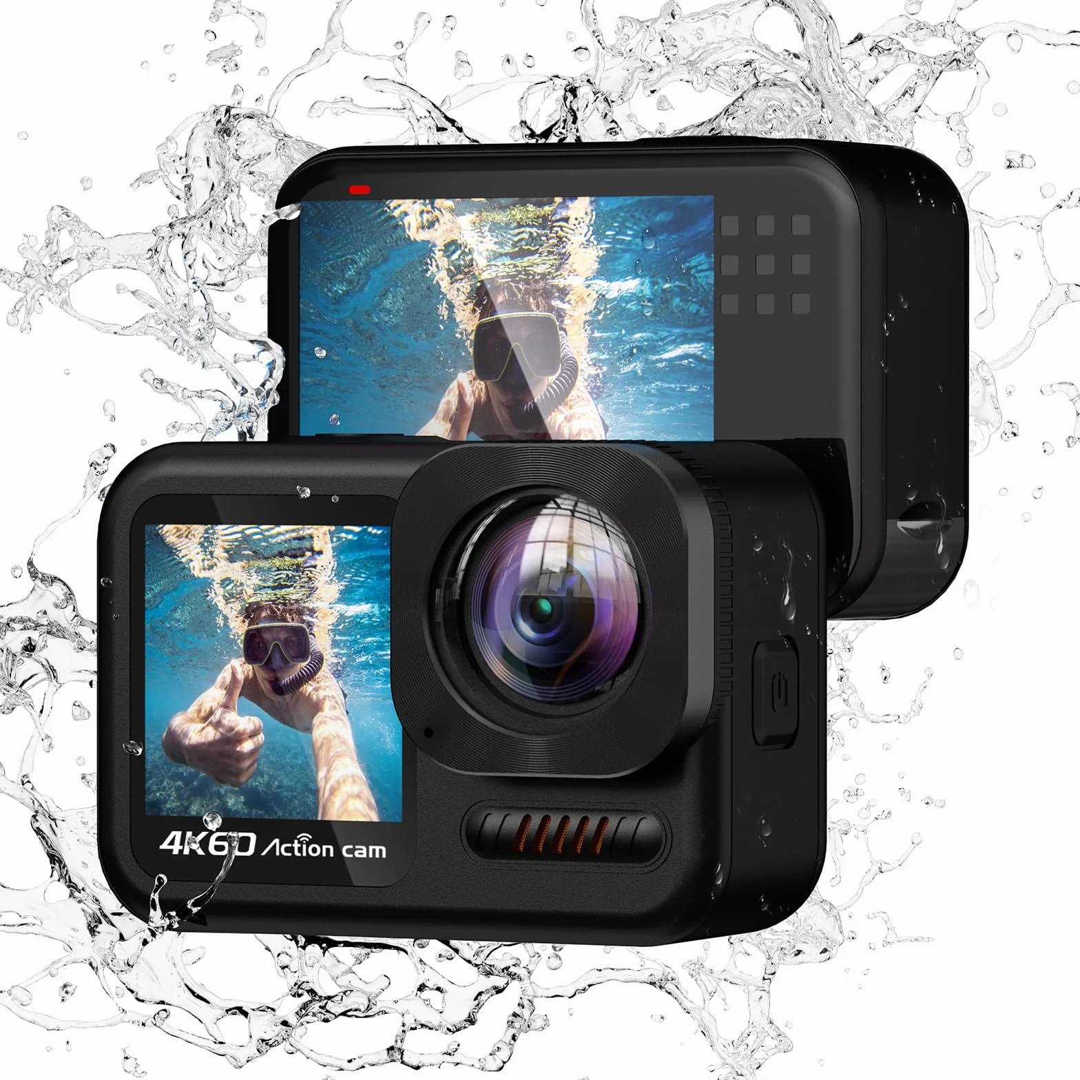 4K60FPS Action Cam con scheda SD da 64G, Fotocamera Subacquea 20M, Videocamera Sportiva con Touchscreen da 48MP, 8X zoom WIFI Videocamera con Telecomando,EIS Telecamera Sott'acqua