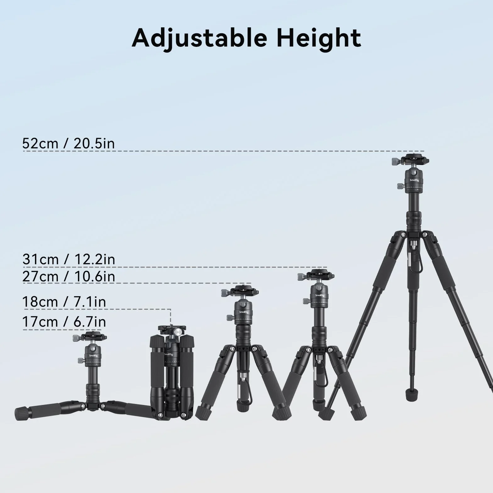 SMALLRIG Mini Treppiede in Alluminio da 20 pollici/ 52 cm, Treppiede da Tavolo con Testa a Sfera a 360°, Treppiede da Tavolo Compatto per Videocamera DSLR, Carico Fino a 13 Libbre/6 kg - 4289