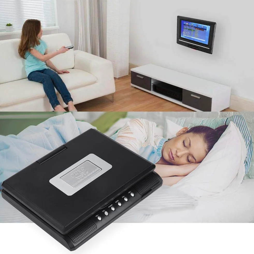 Lettore portatile, 7,8 Pollici Lettore DVD Portatile con 800 mAh Batteria Ricaricabile, 270 Gradi Display Rotante Supporto Schede SD e USB, Radio FM Lettore DVD per Auto per Viaggi. (EU)