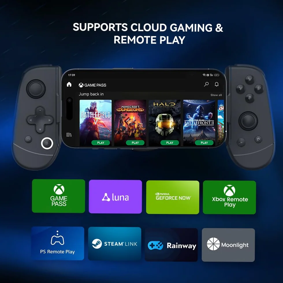 leadjoy Controller per iPhone M1 con funzione di raffreddamento, controller di gioco mobile per iPhone, ricarica pass-through, riproduzione Xbox, GeForceNOW, COD, Diablo, Genshin Impact e altro ancora