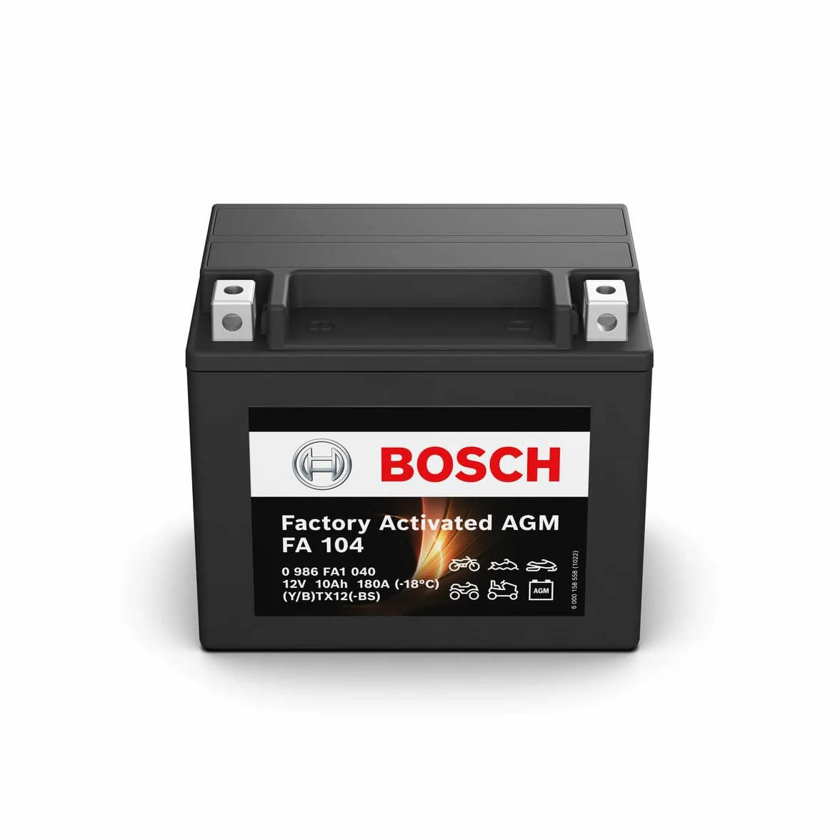 Bosch Batteria AGM Motocicli 12V 180A 10Ah Compatibile M6014 BTX12-BS BTX12