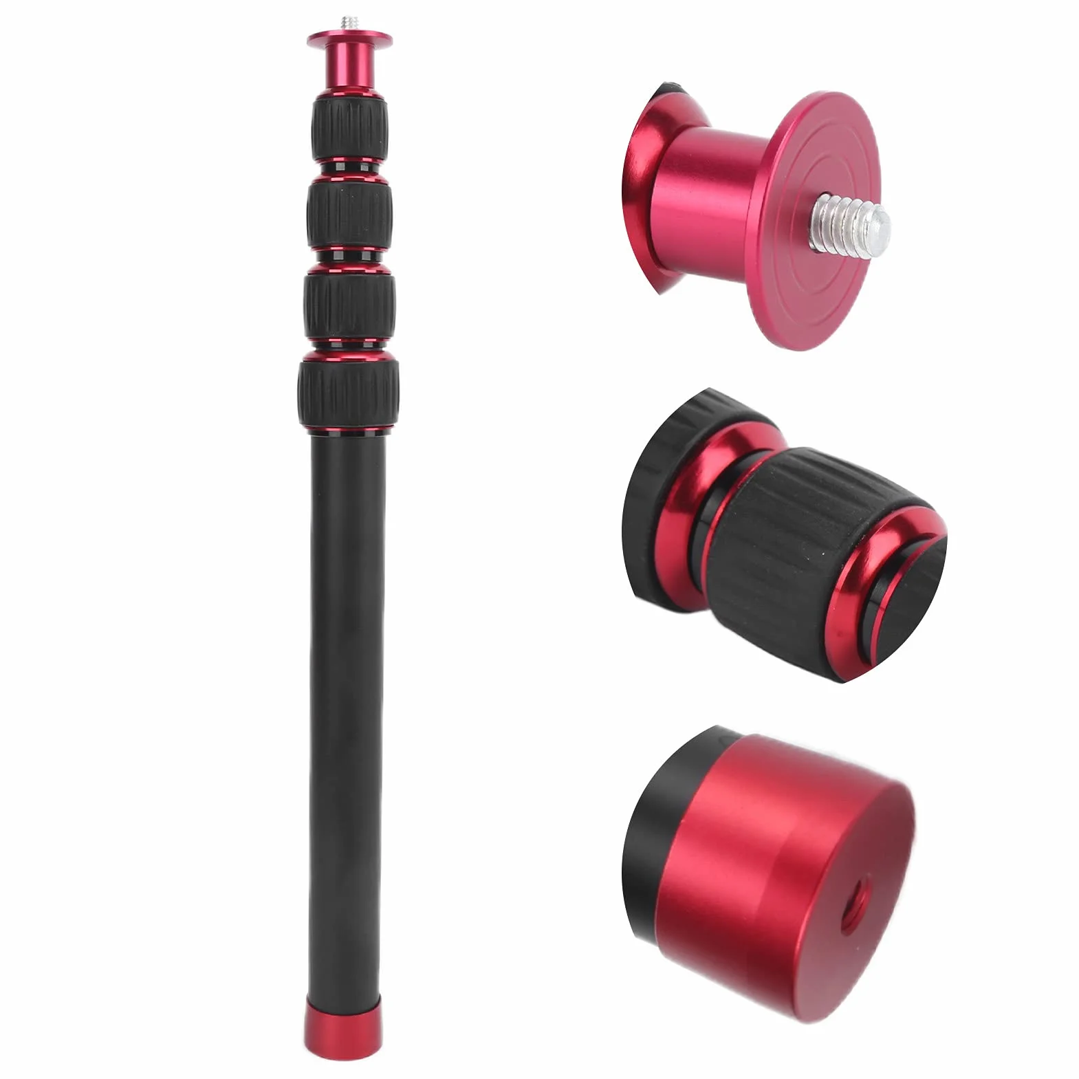 Asta di Prolunga per Monopiede per Fotocamera con 5 Tubi di Prolunga, Lega di Alluminio, Vite da 1/4 di Pollice, capacità di Carico di 5 Kg, per Treppiede, Monopiede, Estensione