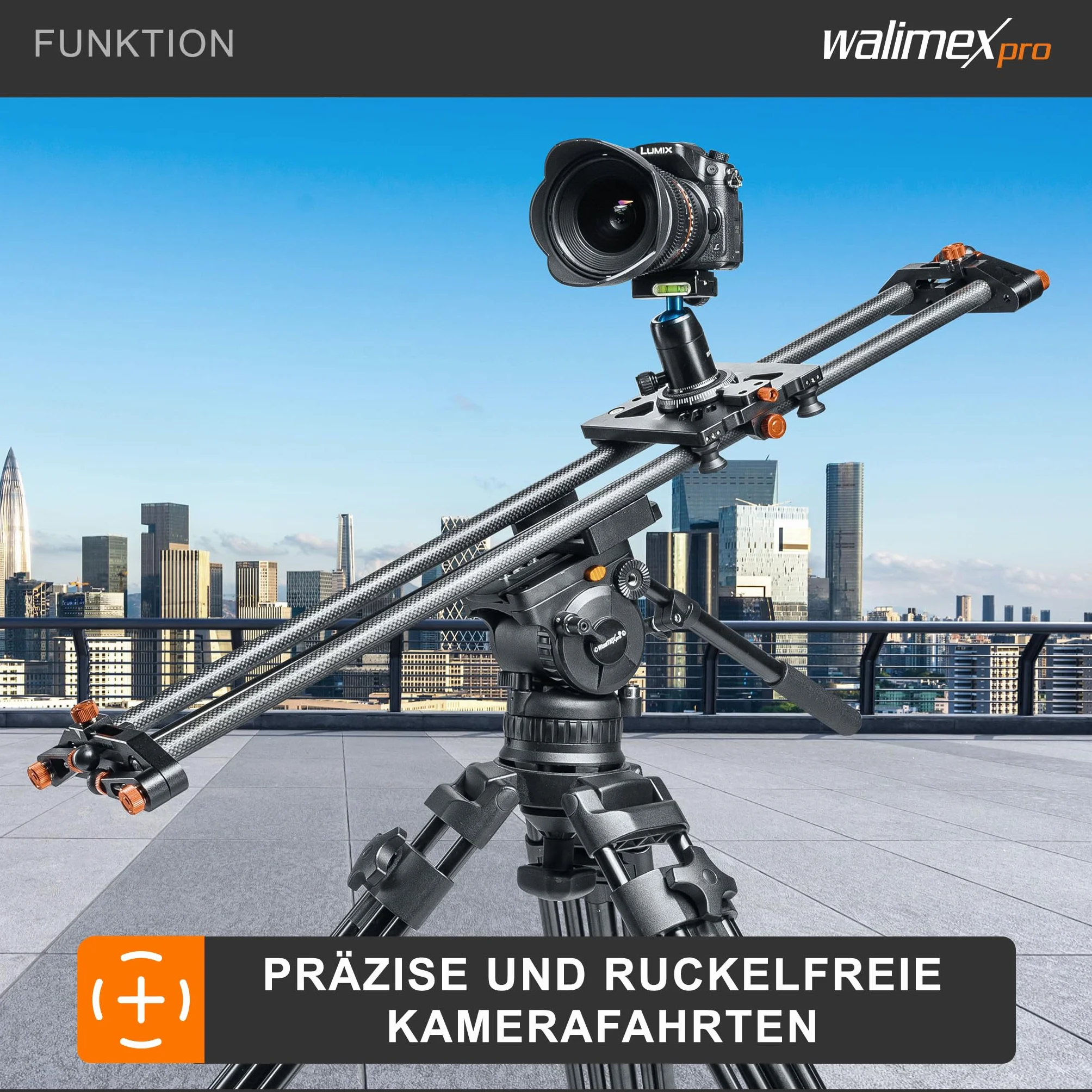 Walimex pro Carbon Follow Focus Parallax Slider 12 schwarz/orange 21640