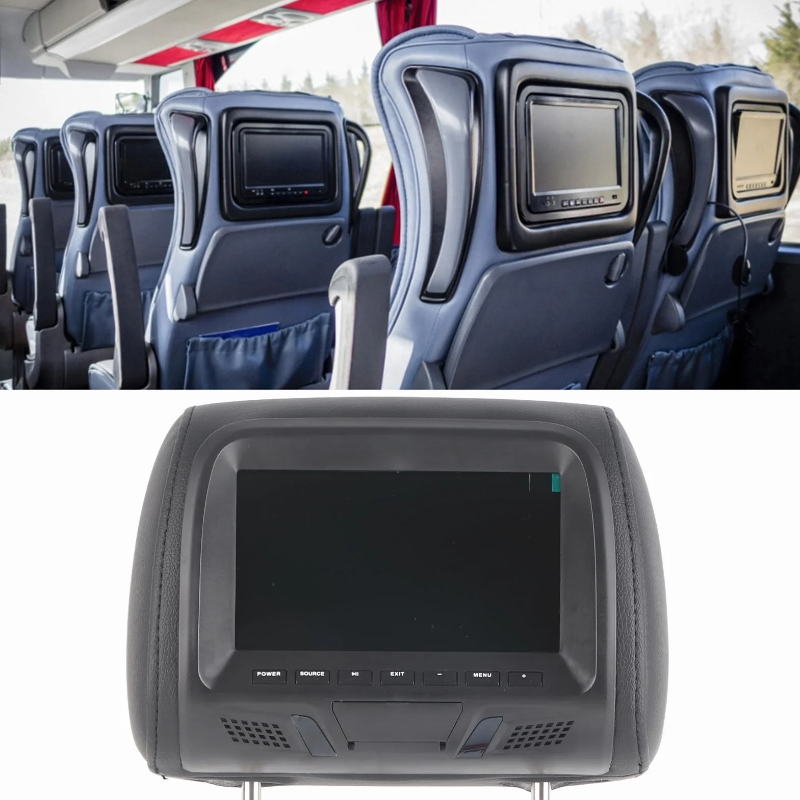 Universale Poggiatesta Monitor Kit, 7 Pollici Auto per Poggiatesta Monitor, Poggiatesta Video Media Player Mp5 Monitor per Auto Con Lettore Multimediale Video per Auto (Nero),Poggiatesta e braccioli