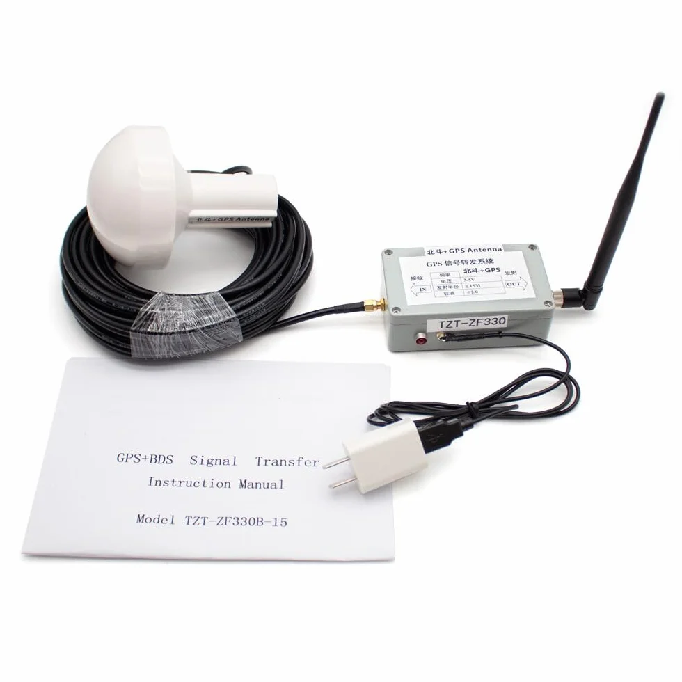 Toplionace Kit Completo di Trasferimento Amplificatore di Segnale Ripetitore di Segnale GPS per Interni L1 BD2 con Antenna Ricevente a Fungo da 15M
