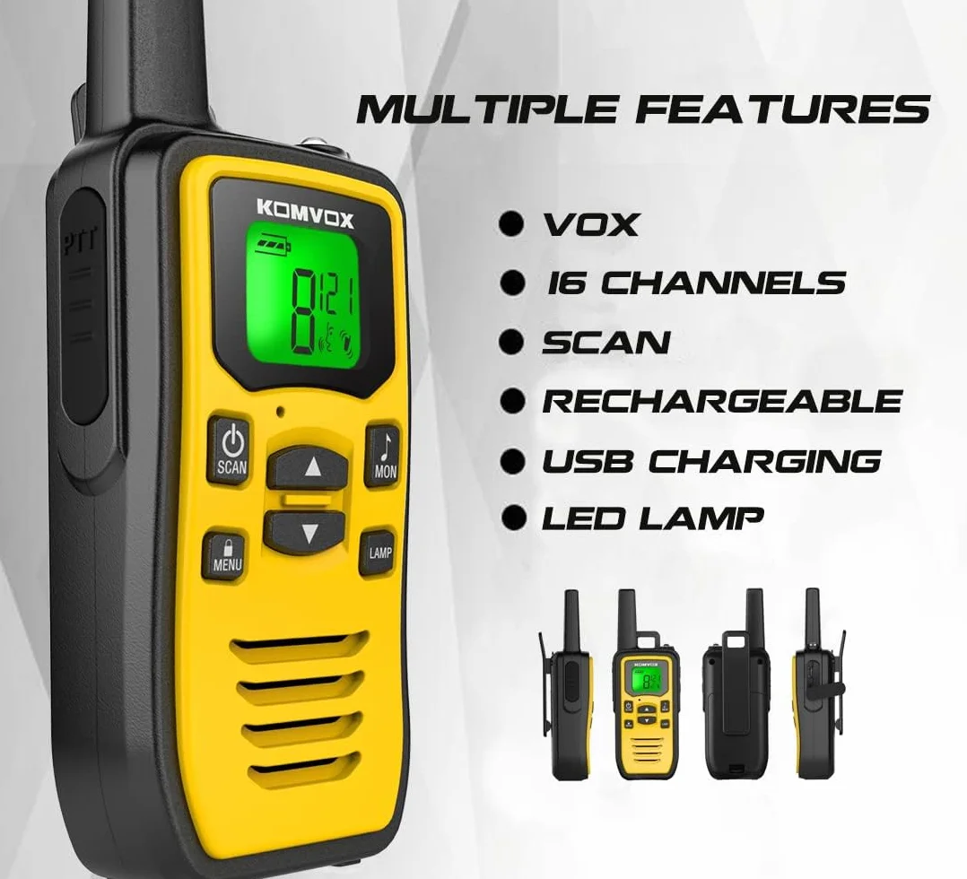 Walkie Talkie Ricaricabile Adulti Professionali, Canale 16 Ricetrasmittenti PMR, Radio Trasmittenti Kit Sopravvivenza