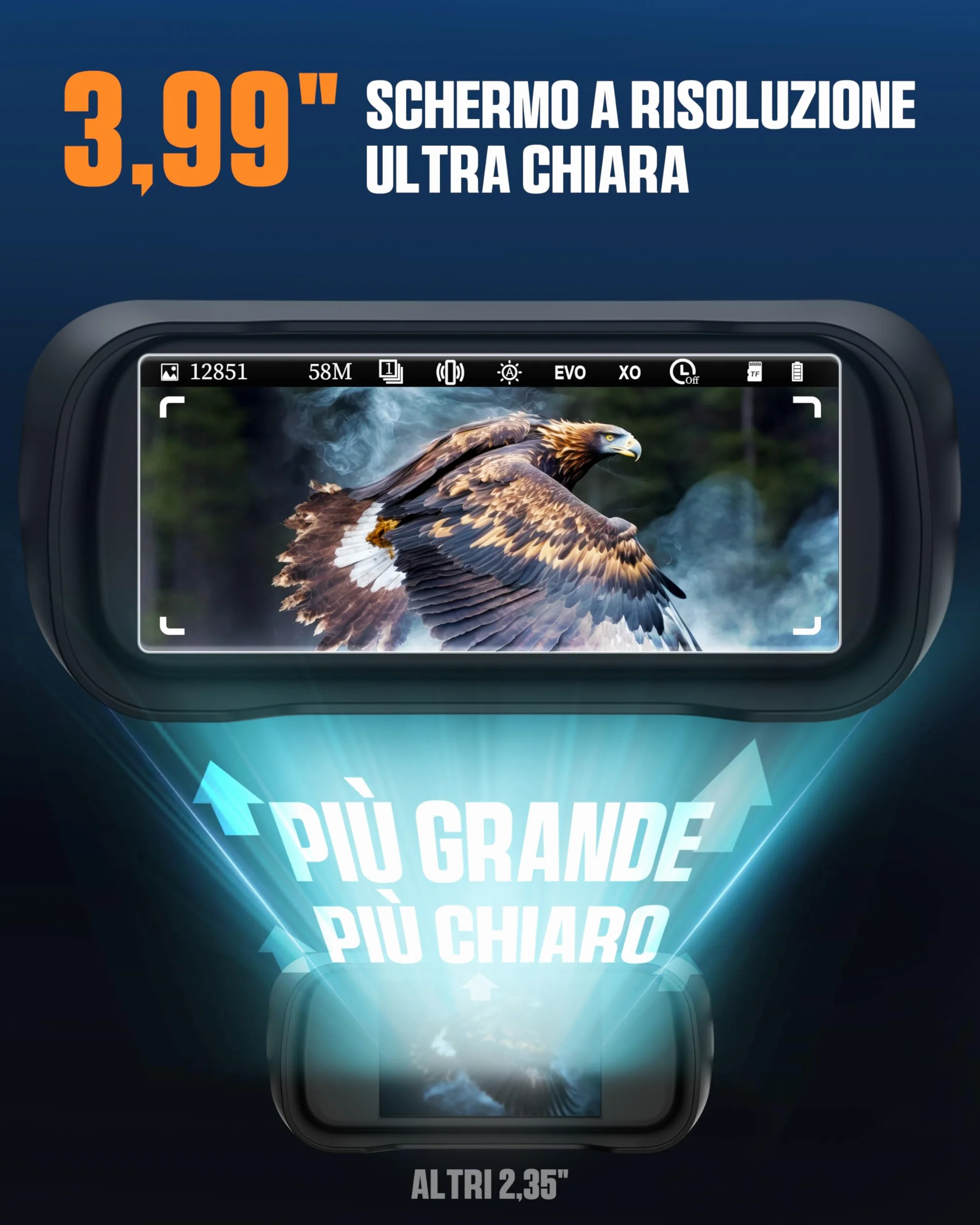 Visore Notturno, CIGMAN 4K Binocolo Visore Notturno con Portata di 1490FT/600M, 58MP HD Visione Notturna Ricaricabile con Zoom Digital 5X, con Torcia Elettrica, per la Caccia, Birdwatching, Campeggio