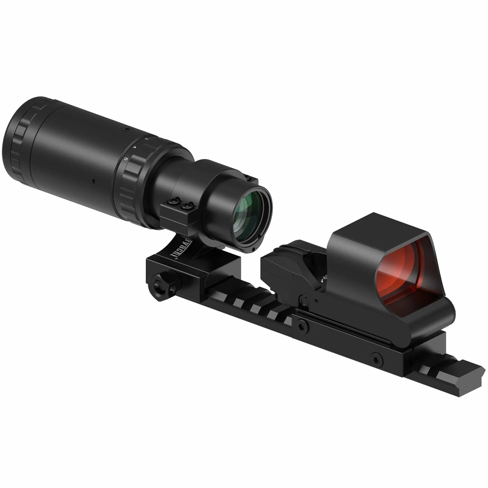 Feyachi M37 1.5X-5X Lente d'ingrandimento a punto rosso con mirino reflex RS-30 e reticolo multiplo
