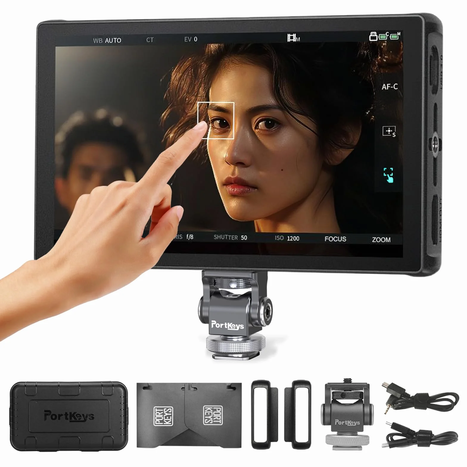 Portkeys LH5C 5,4" Monitor da Campo 4K HDMI Input, Camera Control Touch Focus, 3D LUT Waveform Focus Peaking Monitor Esterno Fotocamera