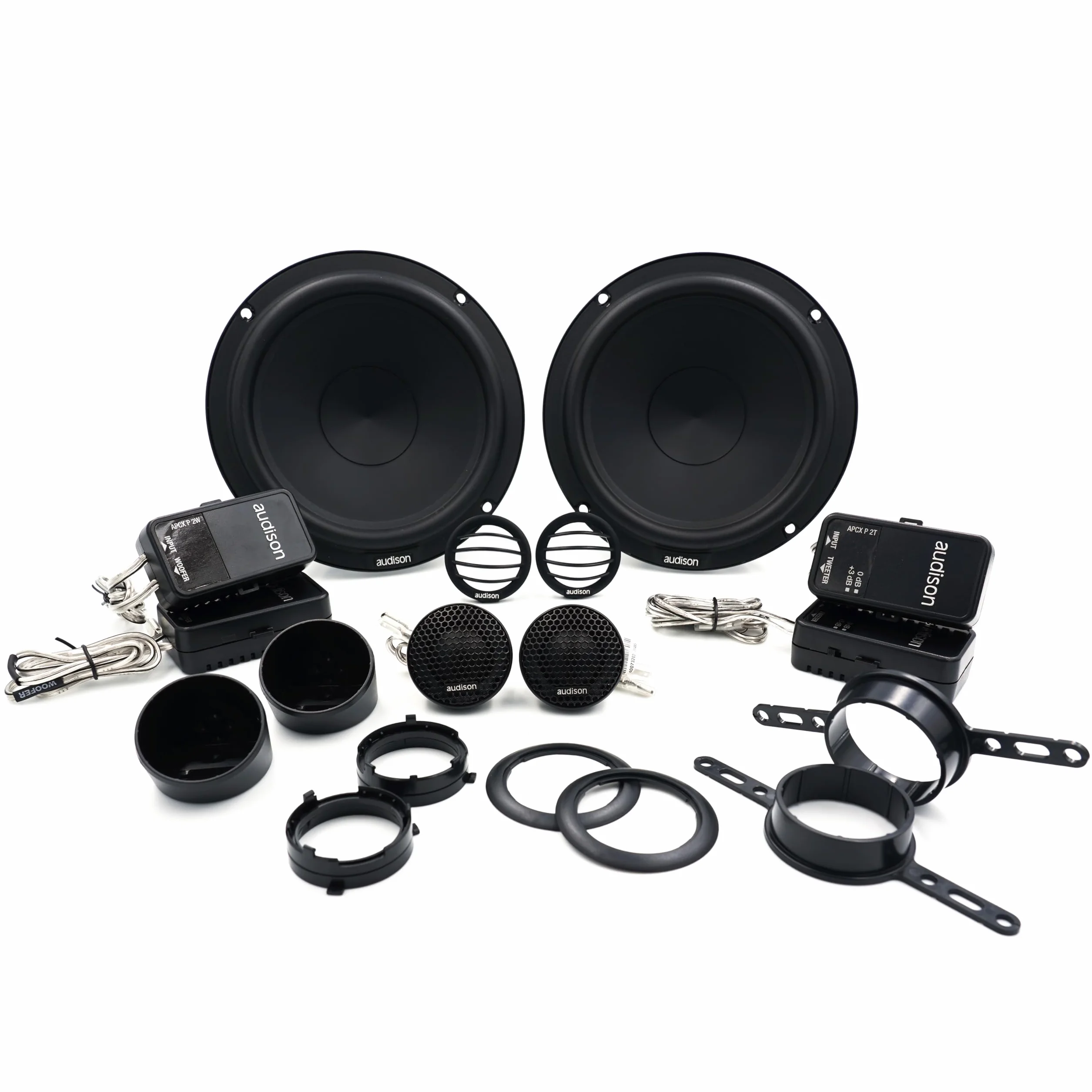 Audison APK 165P - Sistema audio a 2 vie per auto con woofer AP 6.5P da 165 mm, tweeter AP 1P da 25 mm e crossover passivo, risposta dinamica e potenza di picco 345W