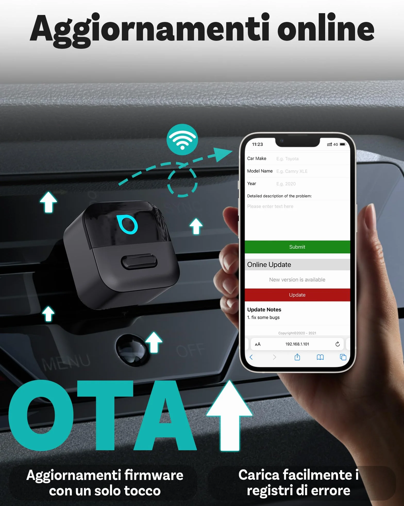 OTTOCAST Mini Pico 2026, Adattatore CarPlay Wireless Android Auto, WiFi 6 & Bluetooth 5.4, Riconnessione in 5 Secondi, Plug & Play USB, Per Auto con CarPlay Cablato OEM 2016+