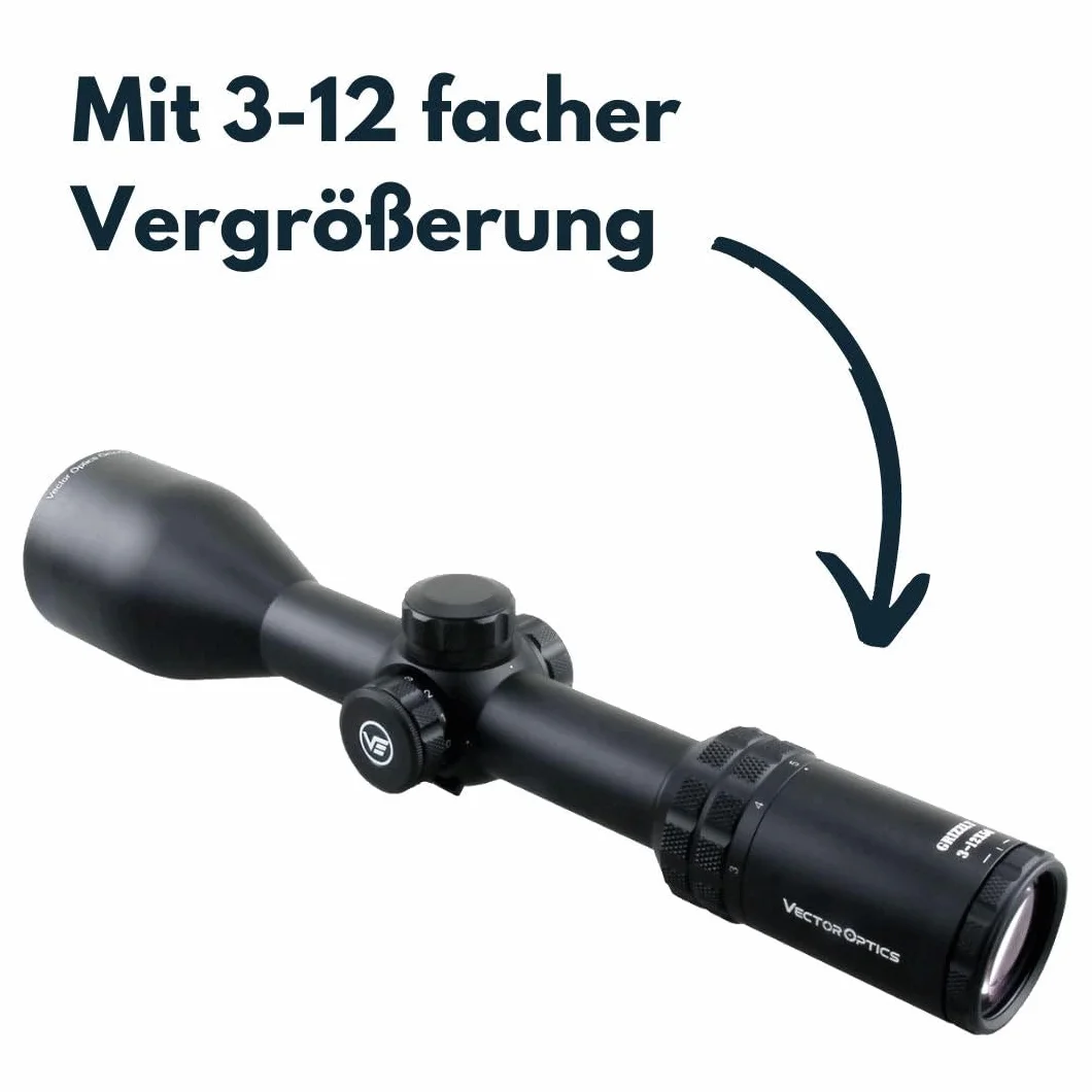 Vector Optics SCOM-09 Grizzly 3-12x56SFP - Cannocchiale per sport, airsoft e caccia, fucile ad aria compressa, mirino mirino per fucile, scopa rifle scope, ampia gamma di accessori