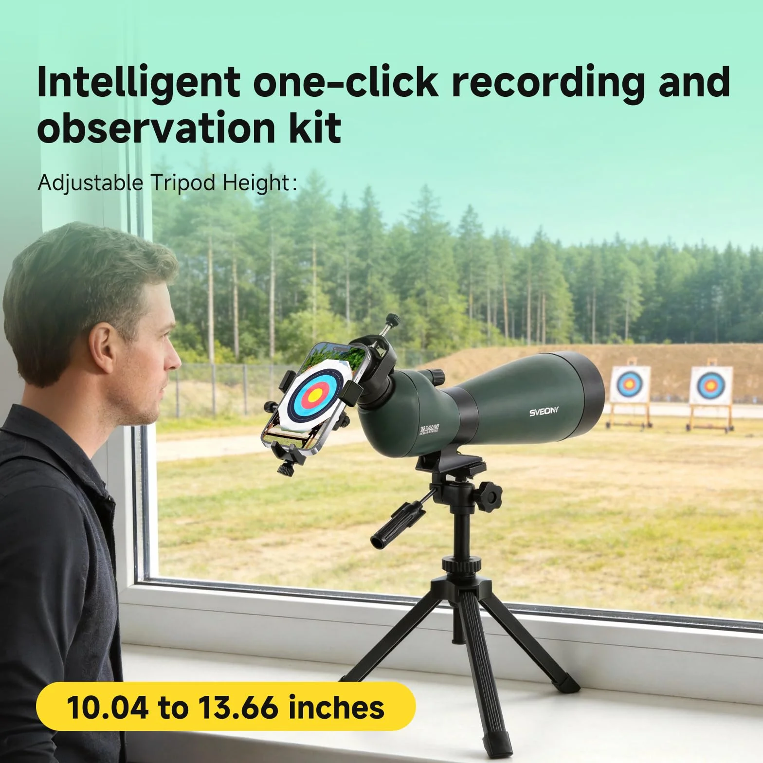 Svbony SV28 - Cannocchiale da 25-75 x 100 mm con treppiede, ampio campo visivo, immagini chiare e luminose, HD Bak4 FMC Spotter Scope con adattatore per smartphone, per tiro al bersaglio bird watching