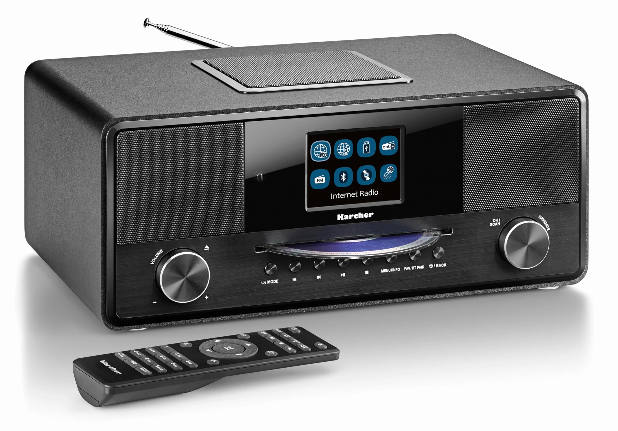 Karcher DAB 9000CDi Radio Internet z czytnikiem CD DAB+ UKW-RDS WLAN Bluetooth USB AUX-IN Podwójny budzik Subwoofer Czarny
