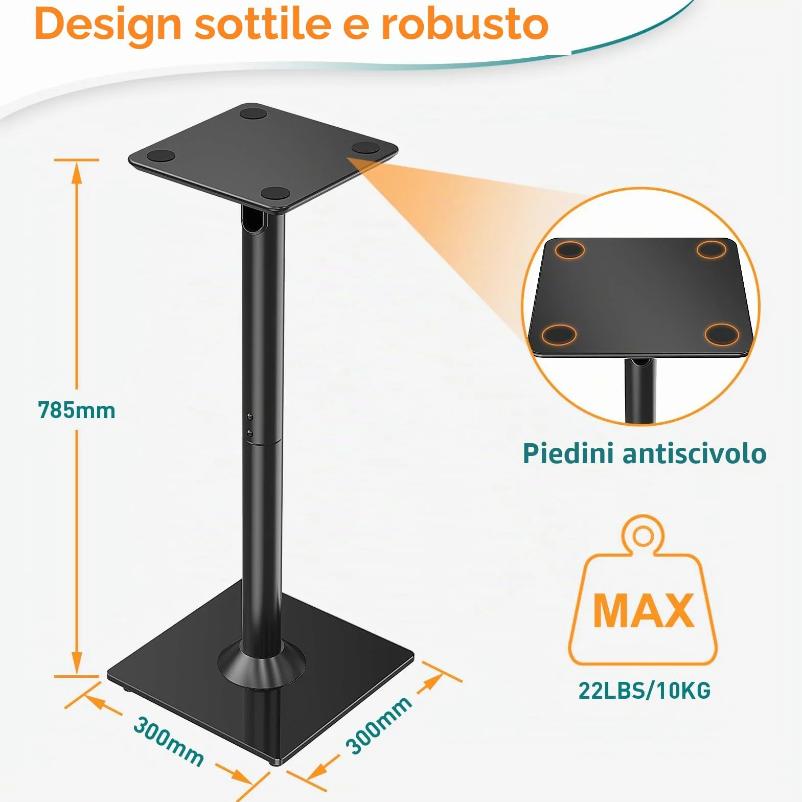 ELIVED Supporto altoparlante 808mm base vetro 10kg per Teufel JBL Sony