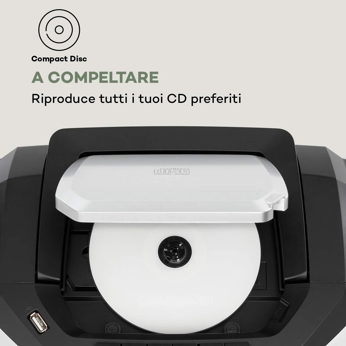 auna Roadie 2K - Boombox, Radio DAB+/FM, Lettore CD, CD-R/CD-RW/CD-MP3, Radiocassette, Portatile, USB, MP3/WMA, Bluetooth 5.0, AUX, Alimentazione a Corrente e Batteria, Argento