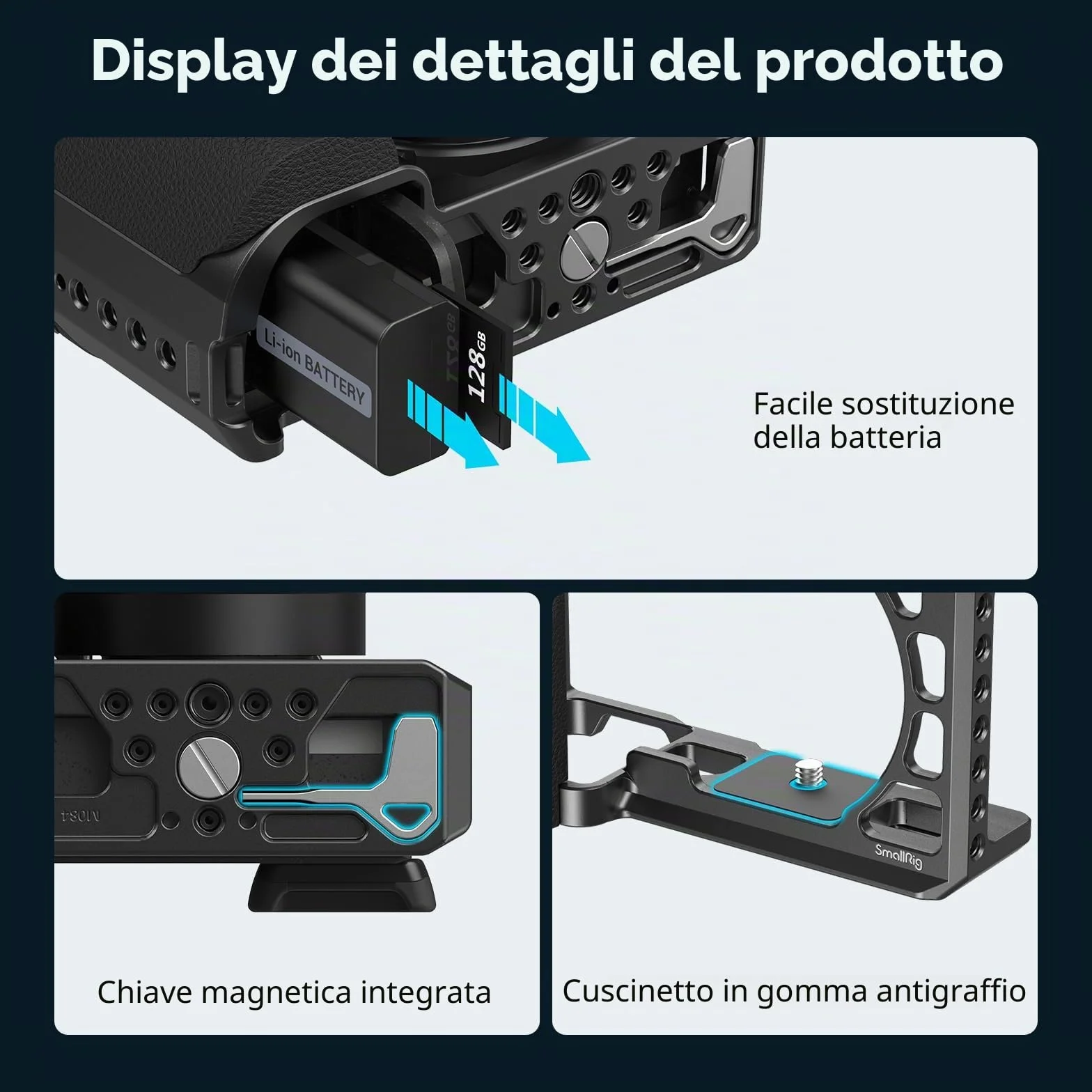 SMALLRIG Cage con Impugnatura in Silicone per Sony A6100 / A6300 / A6400-3164B