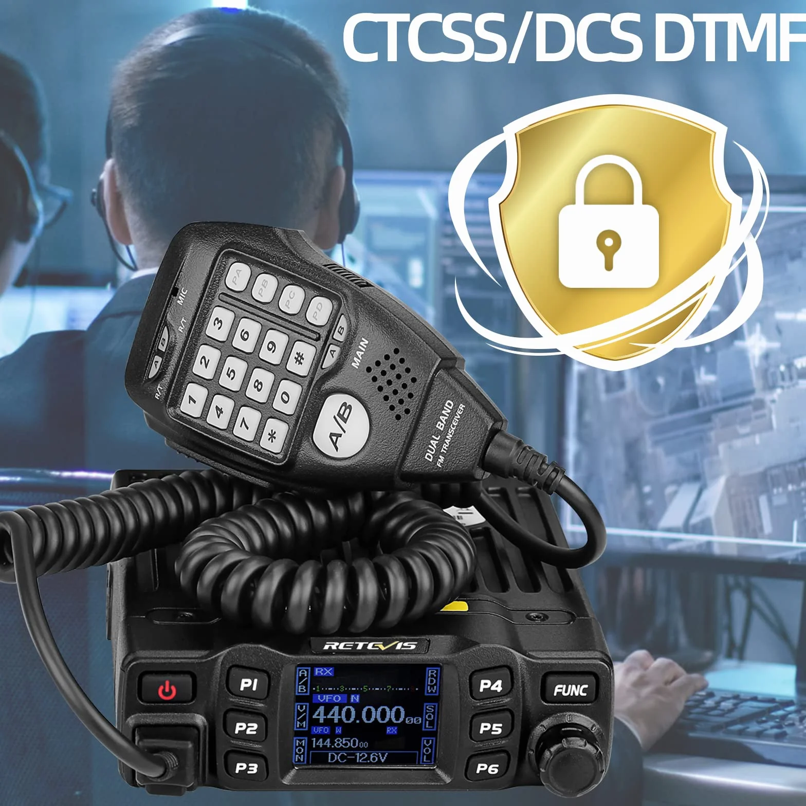 Retevis RT95 Doppia Banda Radioamatori, 5W/15W/25W, 200 Canali per Mobile Radio, Luminosità Dello Schermo Regolabile, Chirp, Schermo LCD Girevole, Radio Trasmittenti (Nero 1 Confezione)