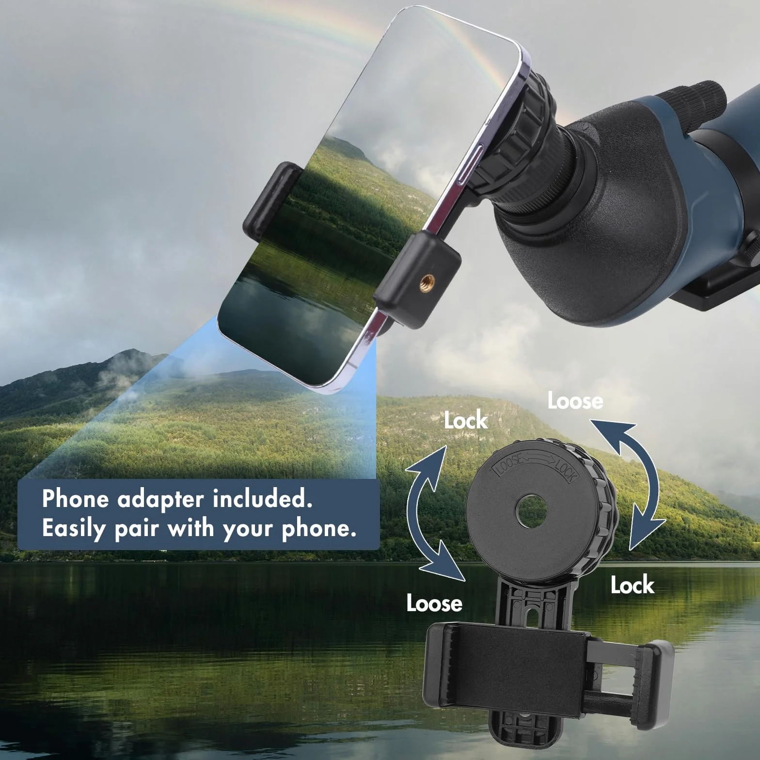 Telescopio ultra HD 25-75 x 70, doppia messa a fuoco, impermeabile, obiettivo FMC, prisma BAK4, custodia, treppiede, caccia, bird watching, paesaggi selvatici (blu)
