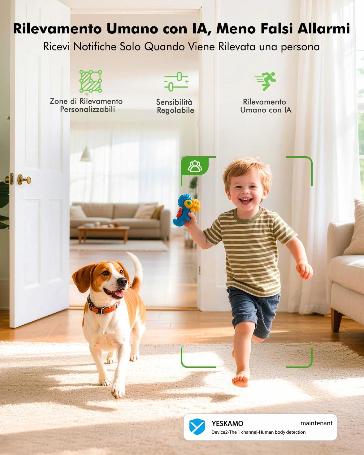4MP 2,5K Telecamera WiFi Interno Senza Fili con Batteria 6000mAh, Rotazione 360°, Wi-Fi Dual Band 2,4/5 GHz, Rilevamento PIR, Visione Notturna a Colori, Audio Bidirezionale, Senza Forare