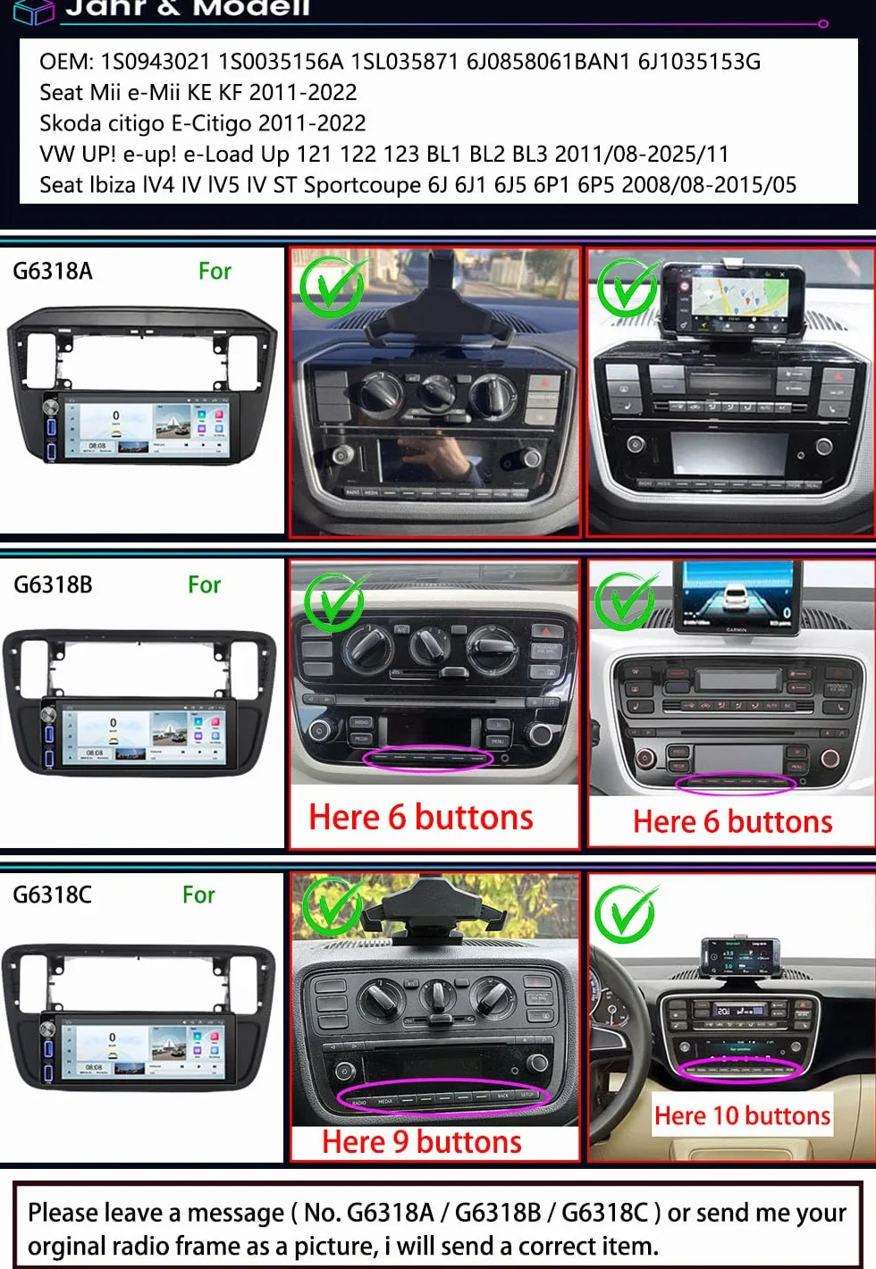 Navigatore Android Auto GPS Radio Navigator Carplay Fit for VW UP! e-up! e-Load Up 121 122 123 BL1 BL2 BL3/Skoda citigo E-Citigo/Seat MII E-MII KE KF/Seat lbiza DSP BT Pip DVR SWC DAB+Auto Fotocamera
