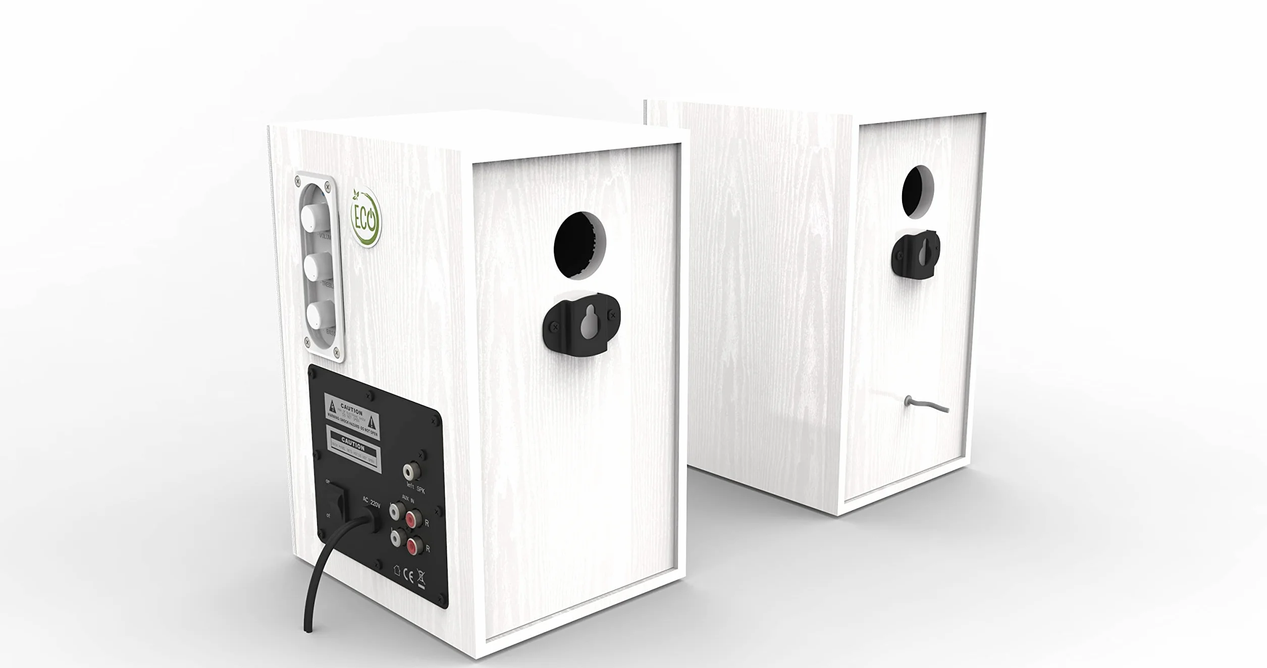 Sistema Audio Empire ECO-100 PLUS White, 100 Watt, con funzione Risparmio Energetico, staffe da parete, amplificato.