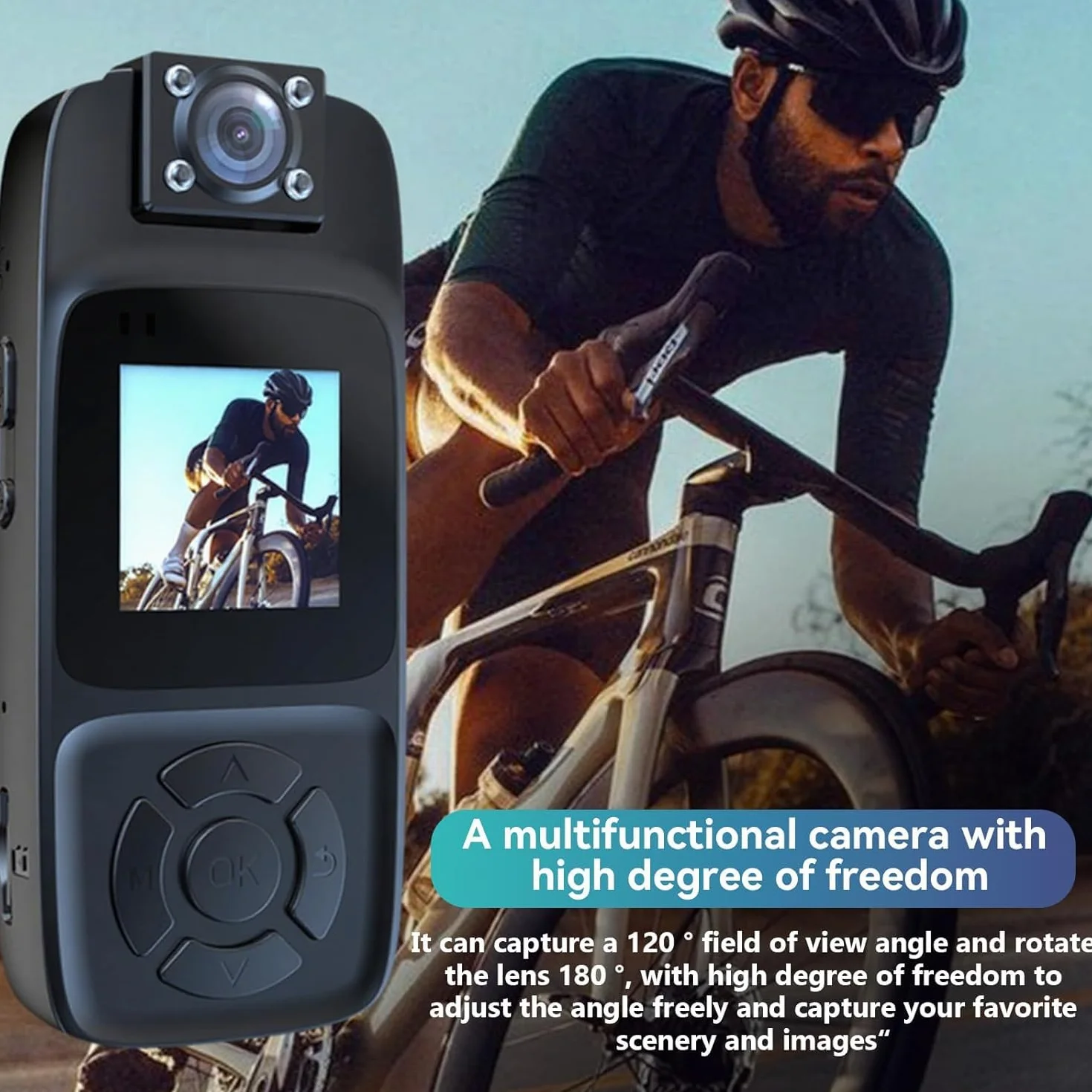 BodyCam 256G Impermeabile con Funzione di Visione Notturna, Videocamera Indossabile 4K con Telecamera Ruotabile a 180°, Batteria da 180 Minuti per Ciclismo,Sport All'Aperto,Viaggi, Polizia
