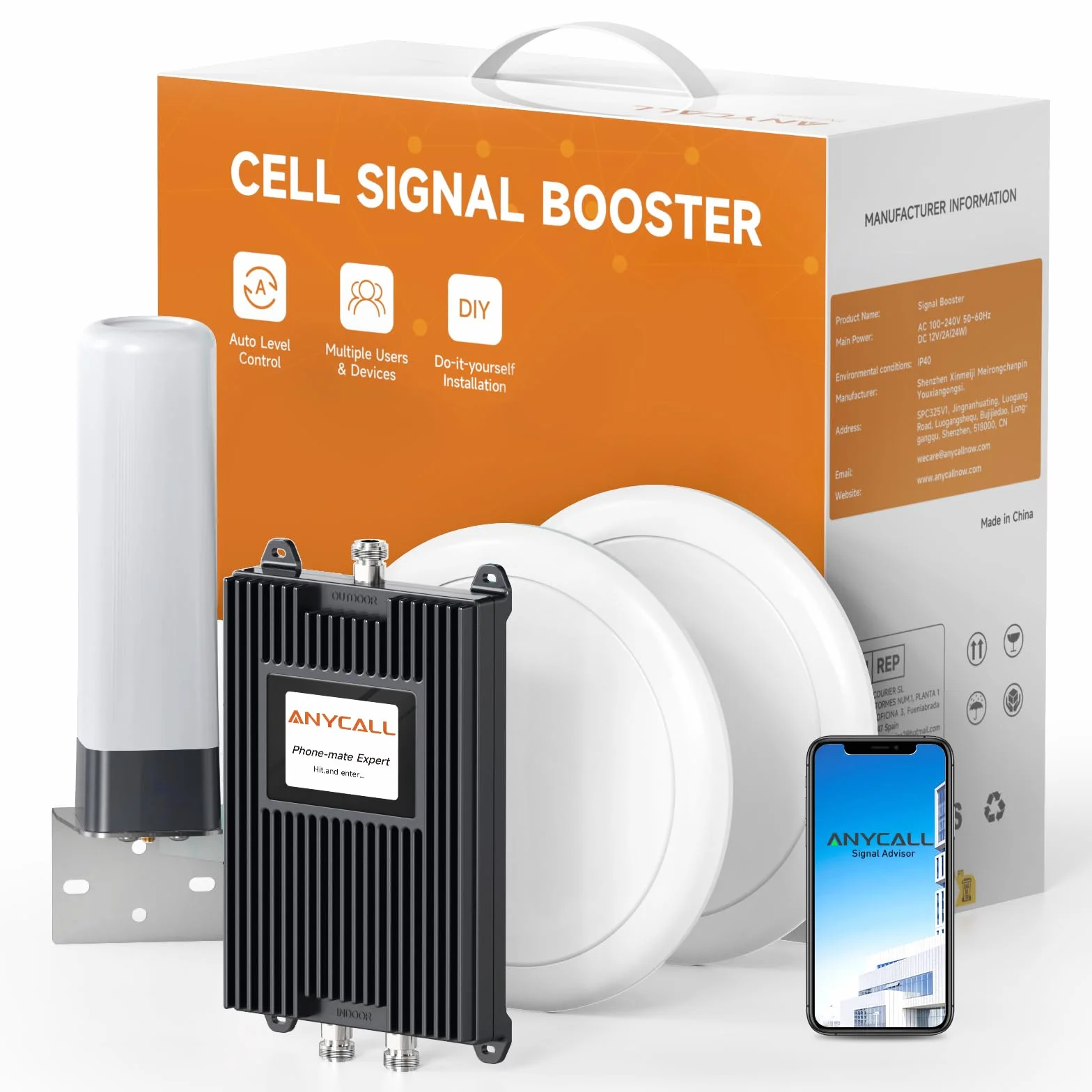 Amplificatore Segnale Cellulare per Grandi Aree, 5G 4G LTE GSM Ripetitore per Banda 1,3,7,8,20, Doppia Antenna Interna, Amplificatore Doppio ad Alto Carico per TIM Illid Wind Tre