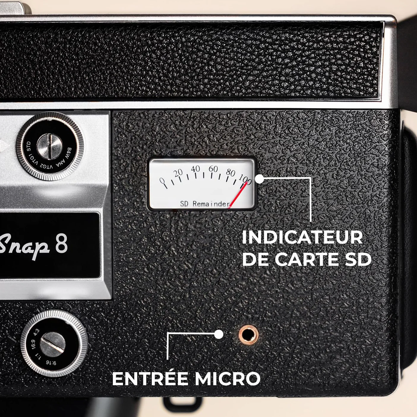 Camp Snap CS-8 Videocamera digitale – Videoregistratore 2.7K per Youtube, fotocamera senza schermo, zoom digitale 8X, con 5 filtri di pellicola personalizzabili, scheda SD inclusa e batteria