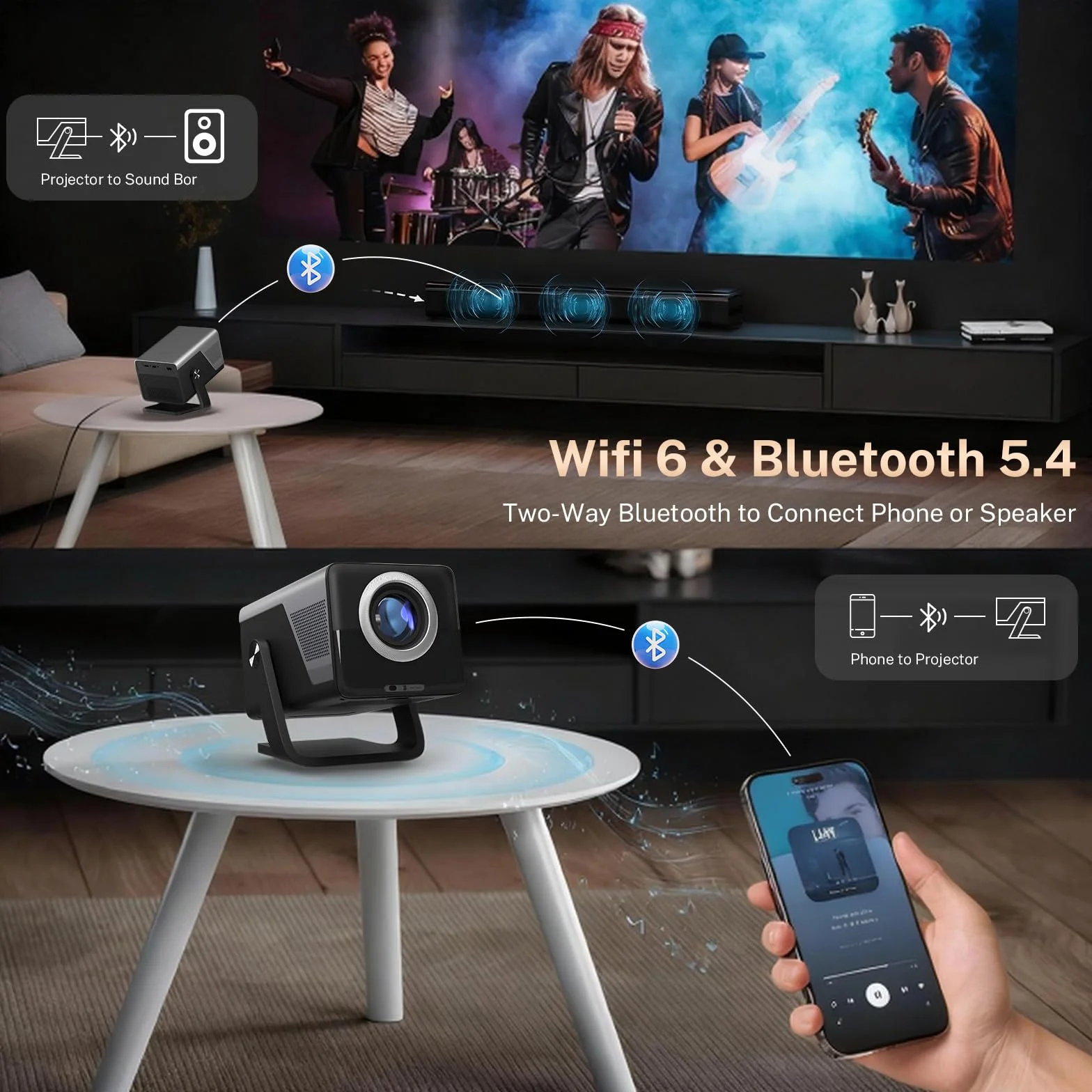 [2000 ANSI/Assistente Vocale IA/1080P Nativo] Videoproiettore Intelligente X7 con Android 14, Smart Video Proiettore con IA Auto Focus/Keystone Proiettore con WiFi6 e Bluetooth5.4, Display 200"