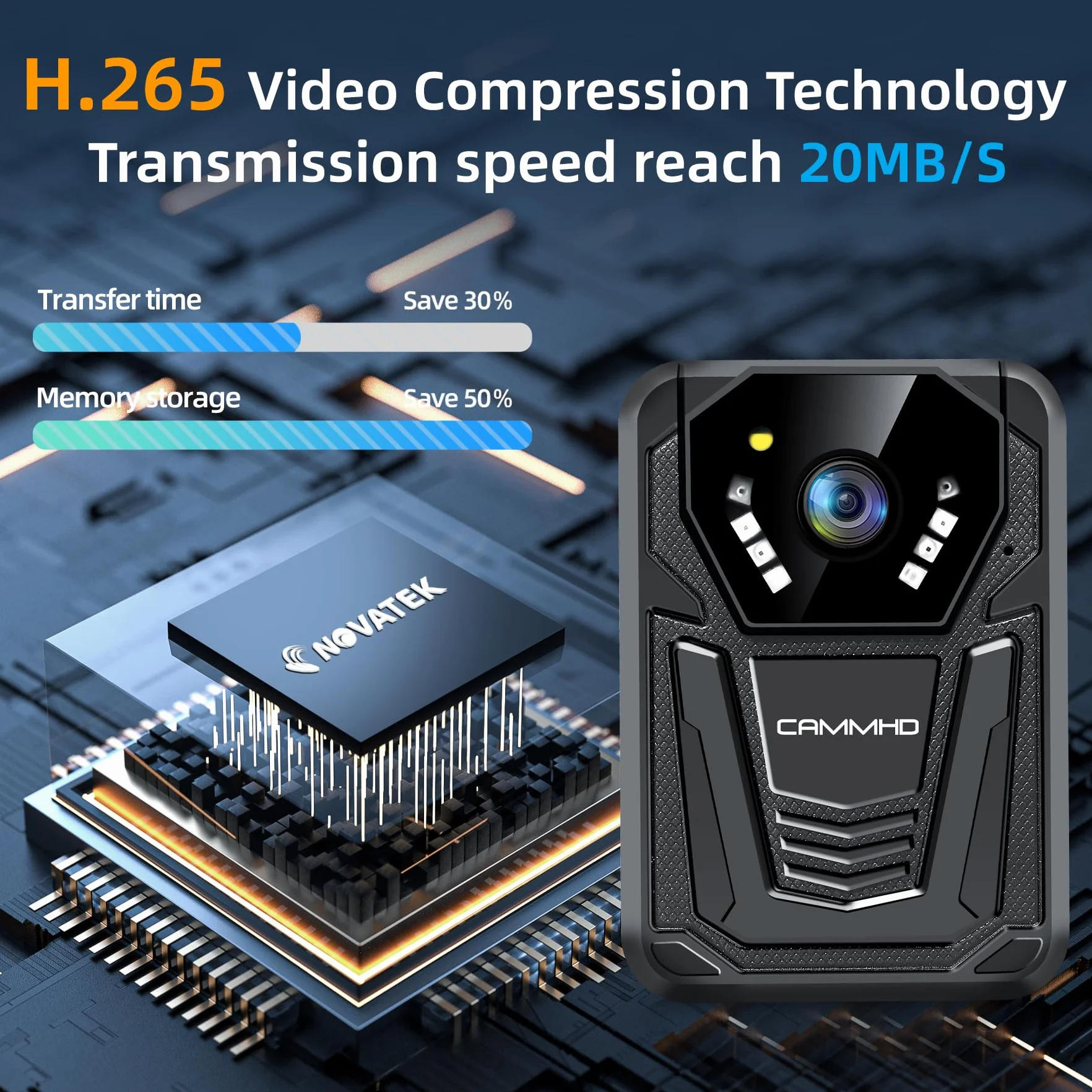 CAMMHD F6 4K Bodycam 32G 2160P Videocamera per Forze dell'Ordine Visione Notturna Autonomia 12-14 Ore Adatta per Polizia Personale di Sicurezza Lavoratori Edili e Uso Personale