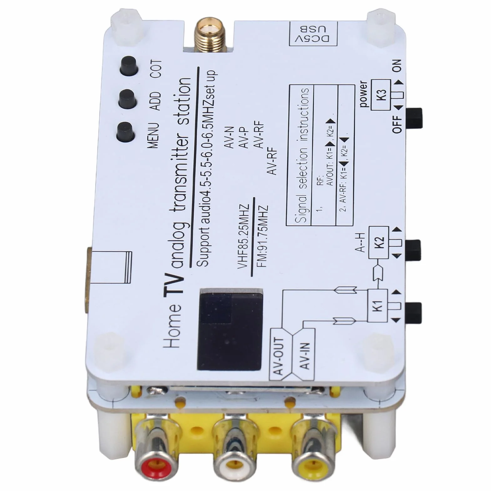 Trasmettitore di segnale TV analogico, AV HD Input, N a P Sistema, 20m Raggio, Frequenza VHF UHF, 4.5-6.5 MHZ Audio, DVD VCD PC Mobile Phone Sorgenti di segnale