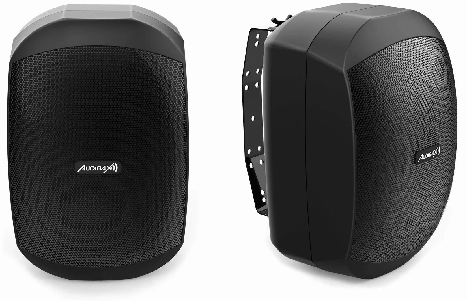 Audibax Ovo 4 Nero - Diffusori Passivi da Scaffale HiFi Speaker - IP65 - Coppia di Altoparlanti da 35W di Potenza Continua in Linea 100V - Montaggio a Parete Incluso - Altoparlanti con Woofer da 4"