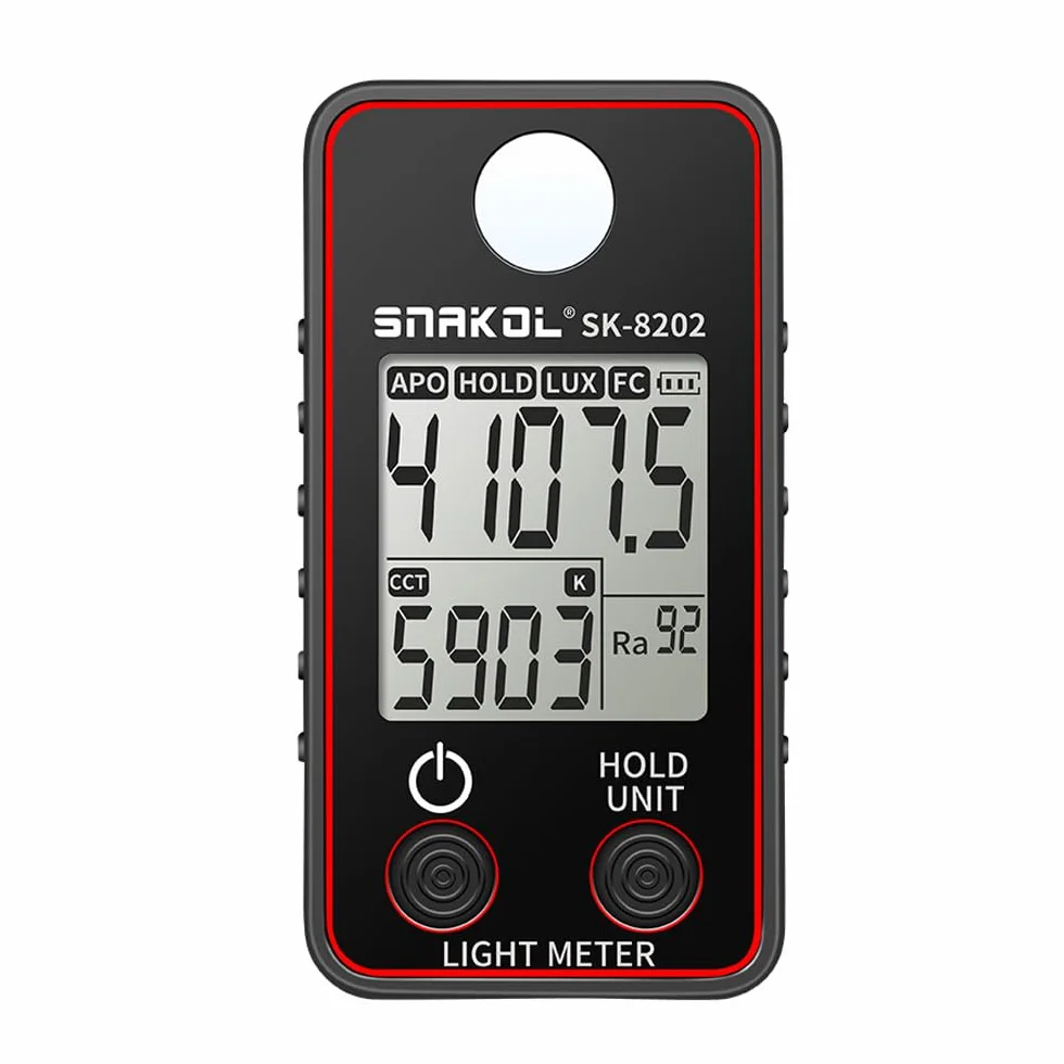 Jemora Tester della temperatura del Misuratore di illuminamento ad alta precisione 0,5-300000LUX Misuratore di illuminazione a LED Misuratore di luminanza fotografica