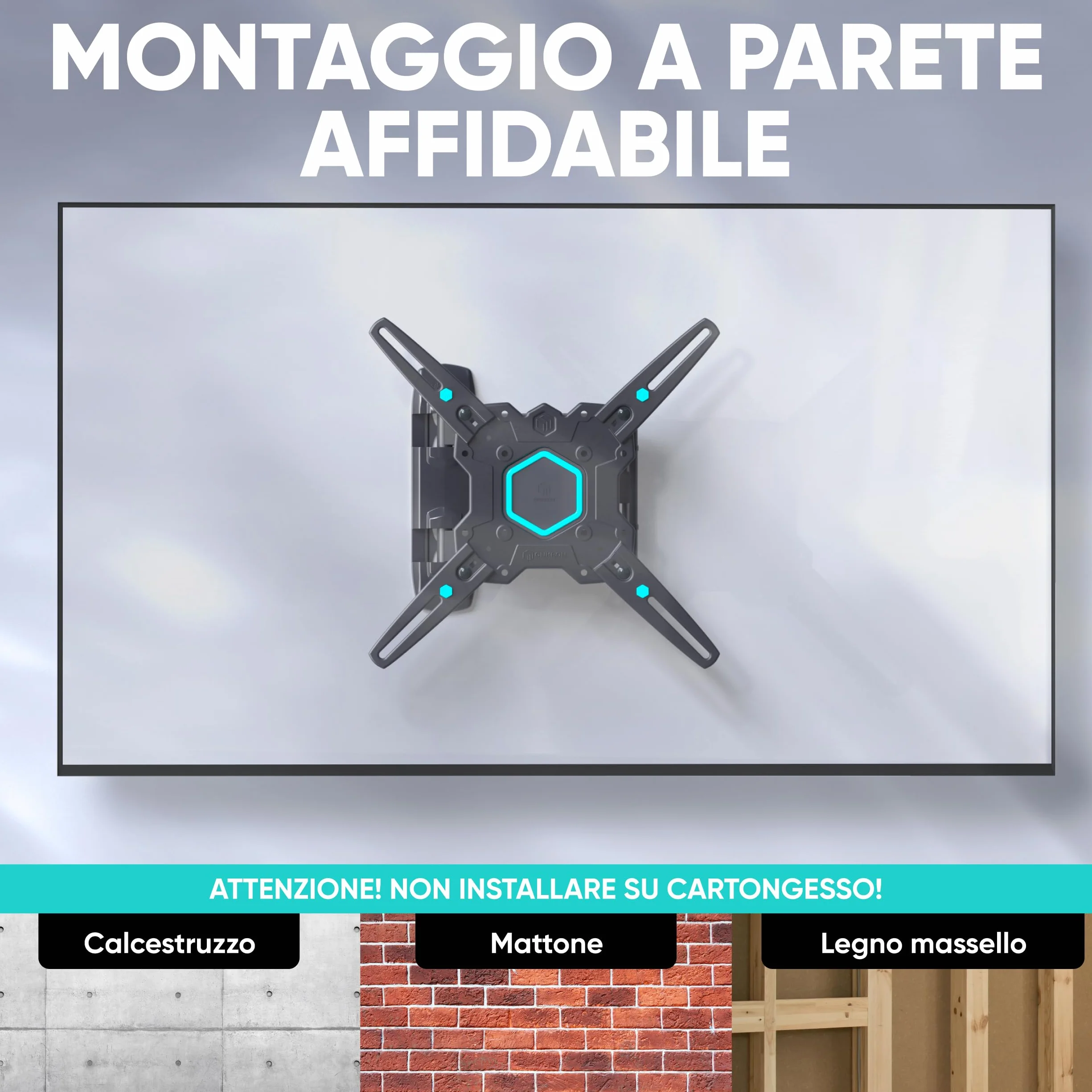 ONKRON Supporto TV Parete 32-65 pollici, 35 kg, VESA 100x100-400x400 mm, Braccio TV Girevole e Inclinabile, Porta Televisore a Muro Estensibile, Staffa Televisore Universale, Regolabile, Nero M4-B