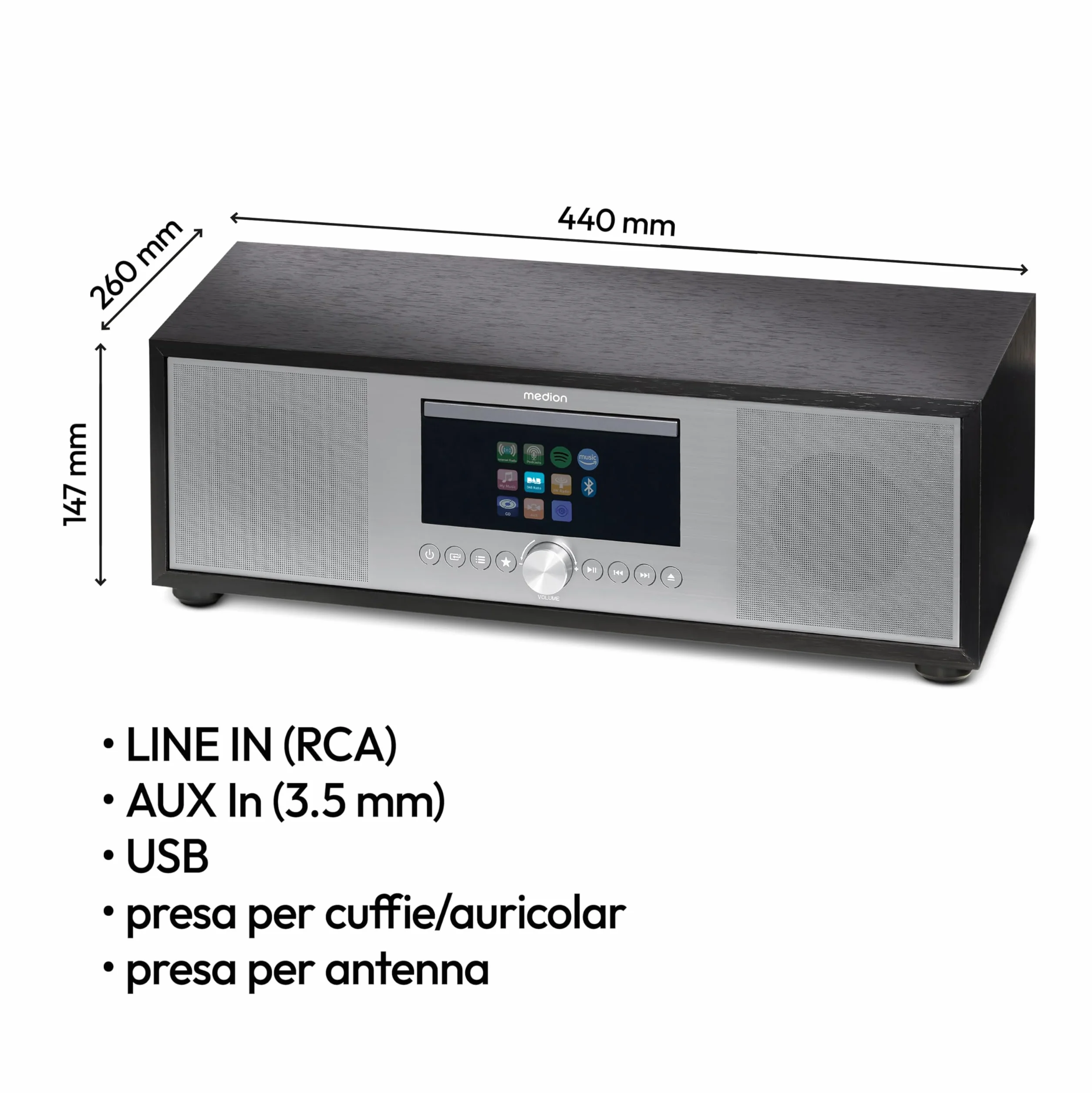 MEDION P66400 All-In-One Stereo System DAB+ CD MP3 Spotify Amazon Music FM USB AUX Subwoofer