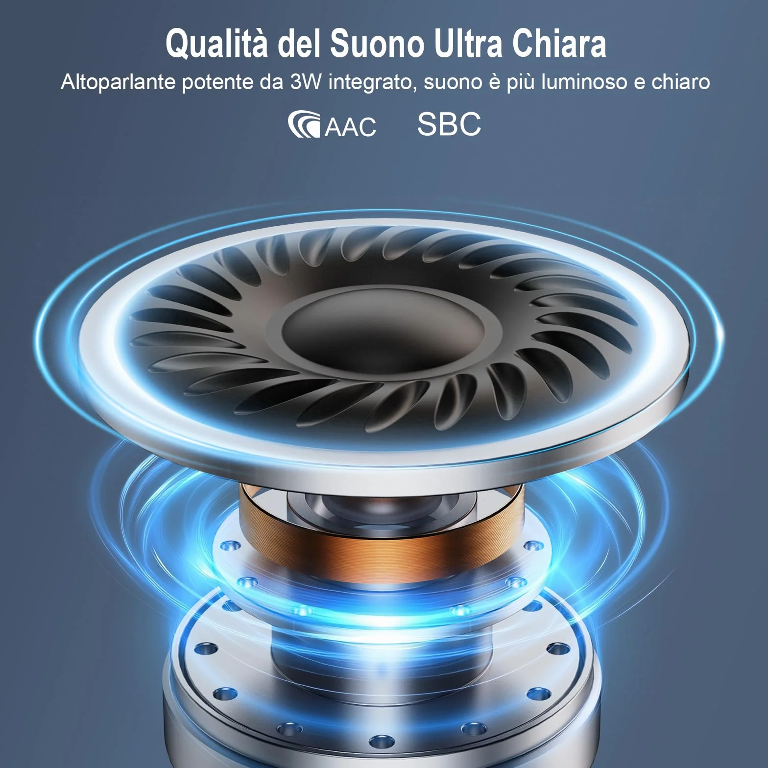 1Mii Kit Vivavoce per Auto Bluetooth 5.3 con Siri Assistente Comandi Vocali di Google Altoparlante, per Chiamate Viva Voce, GPS, Connessione Automatica, Altoparlante da 3W, Connettività Dual Link