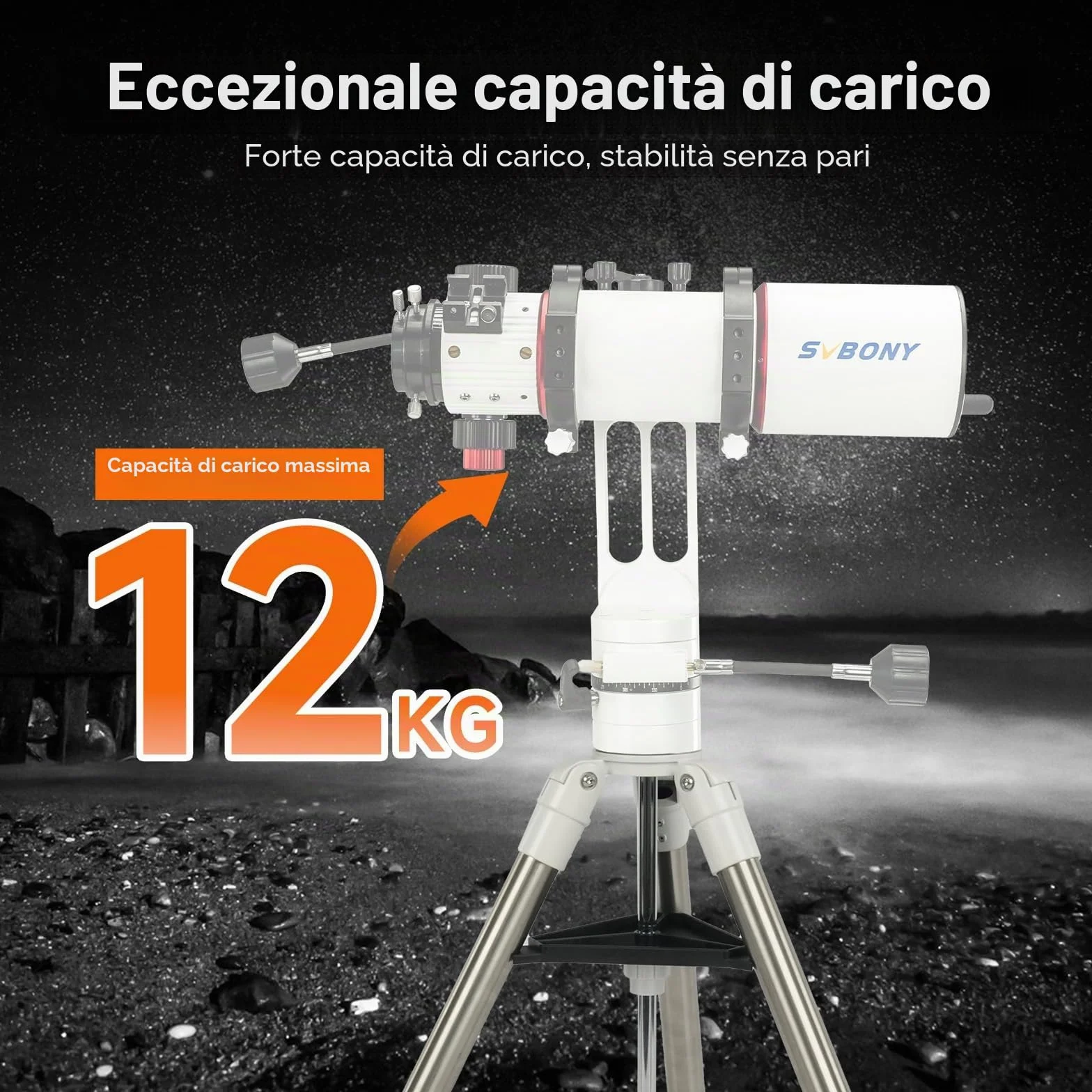 Svbony SV225T Treppiede Telescopico Astronomico, Treppiede in Alluminio Estensibile, Accessori per Telescopi Portatili, Compatibile con Supporti Alt-Azimuth Della Serie SV225