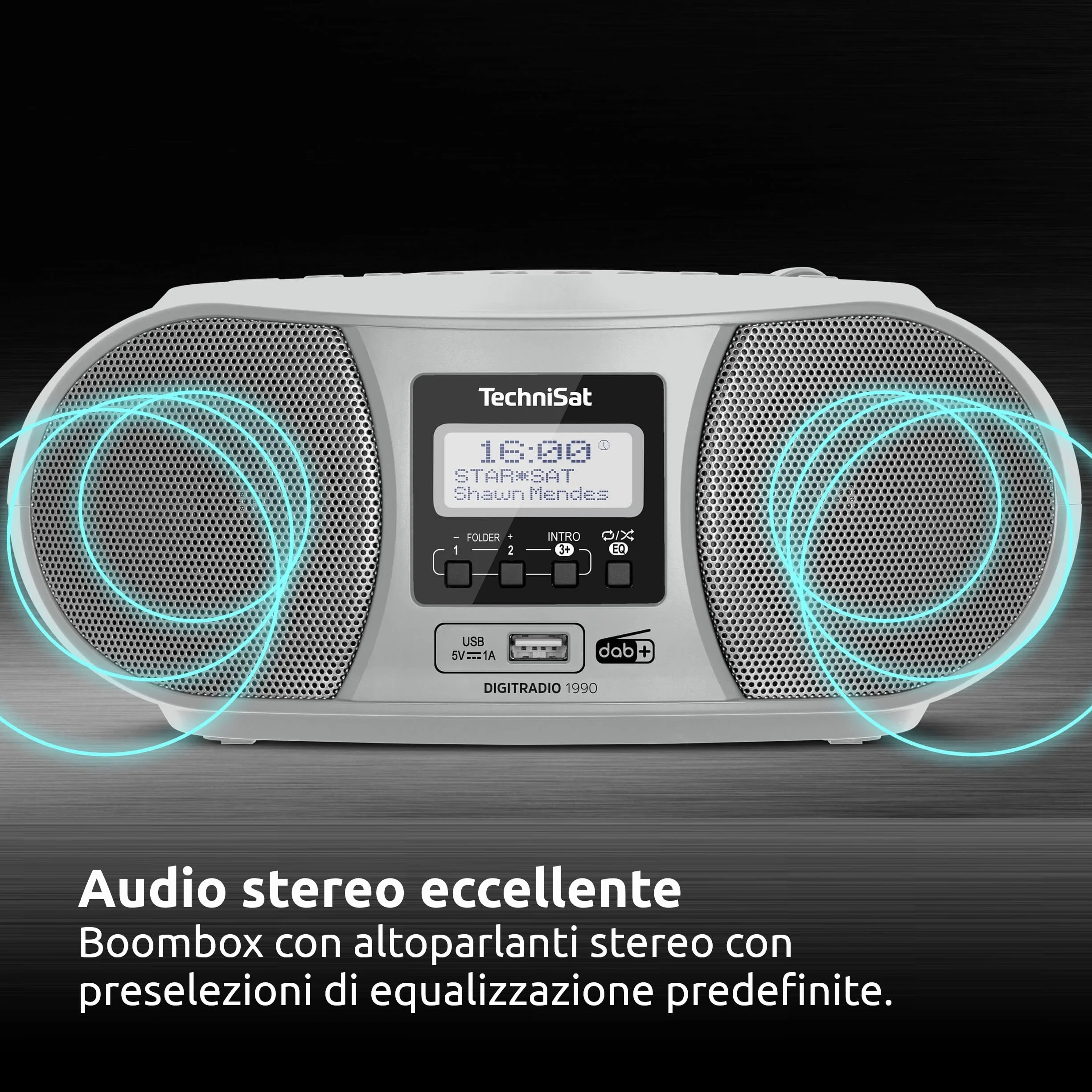 TechniSat DIGITRADIO 1990 Radio DAB+/FM Lettore CD Stereo Bluetooth Argento