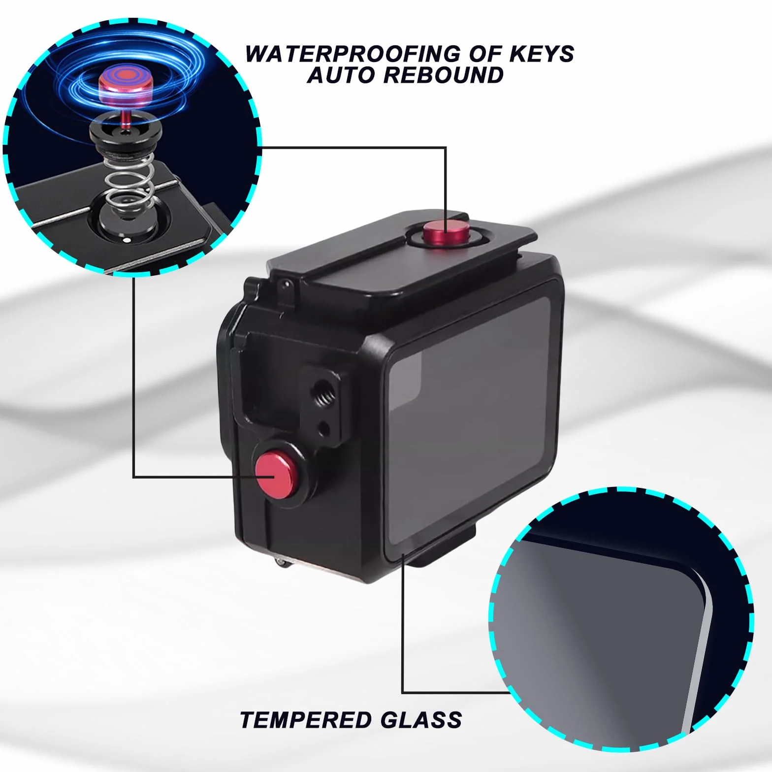 Custodia impermeabile in lega di alluminio da 80 m per Go Pro Hero13/Hero12/Hero11/Hero10/Hero9 nera, custodia protettiva per immersioni subacquee per Go Pro Hero 13 Action Camera con accessori per