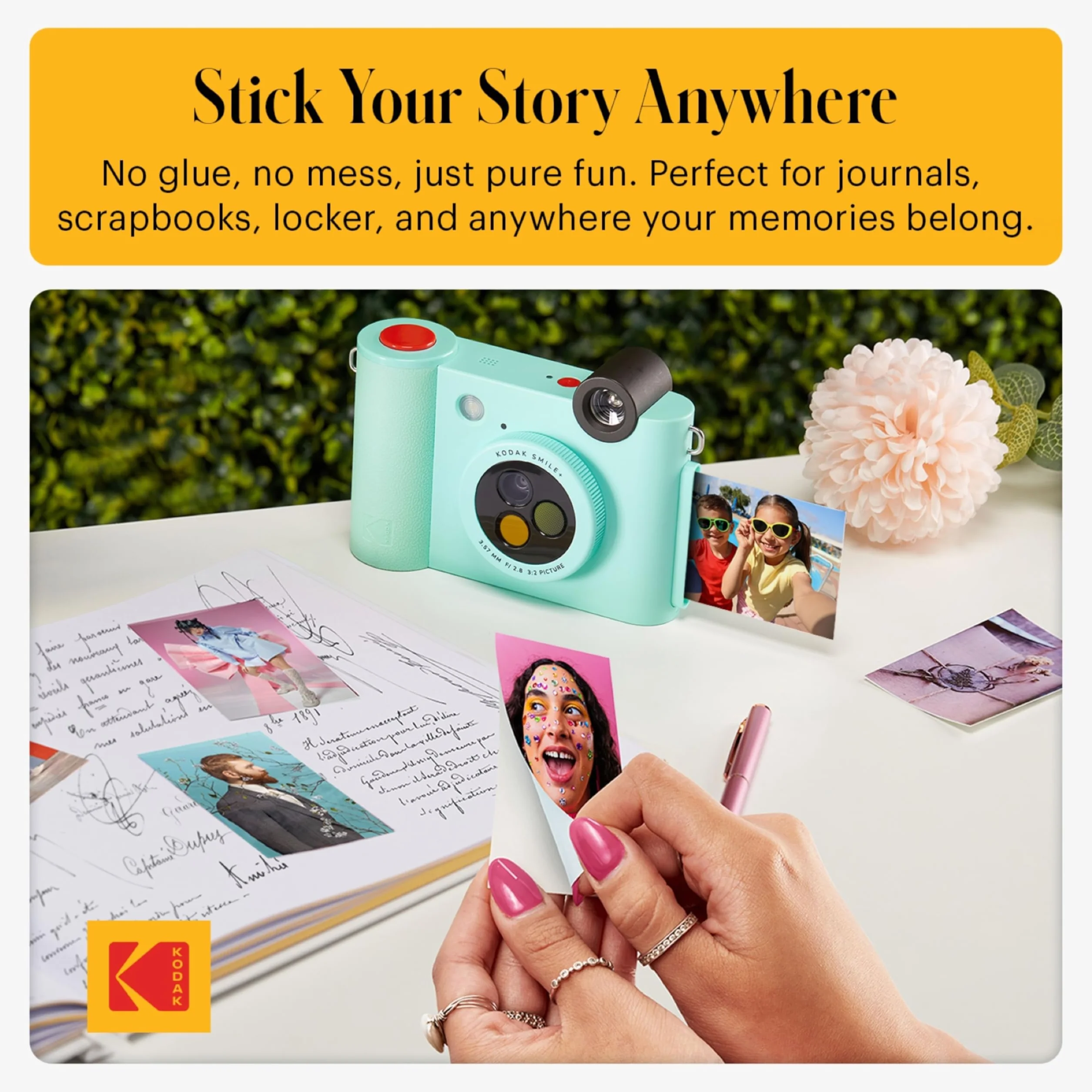 KODAK Smile+ 2-in-1 Fotocamera & Stampante Foto Bluetooth - Pacchetto Iniziale + Custodia Morbida + Carta Zink 20pz - 10MP - Verde