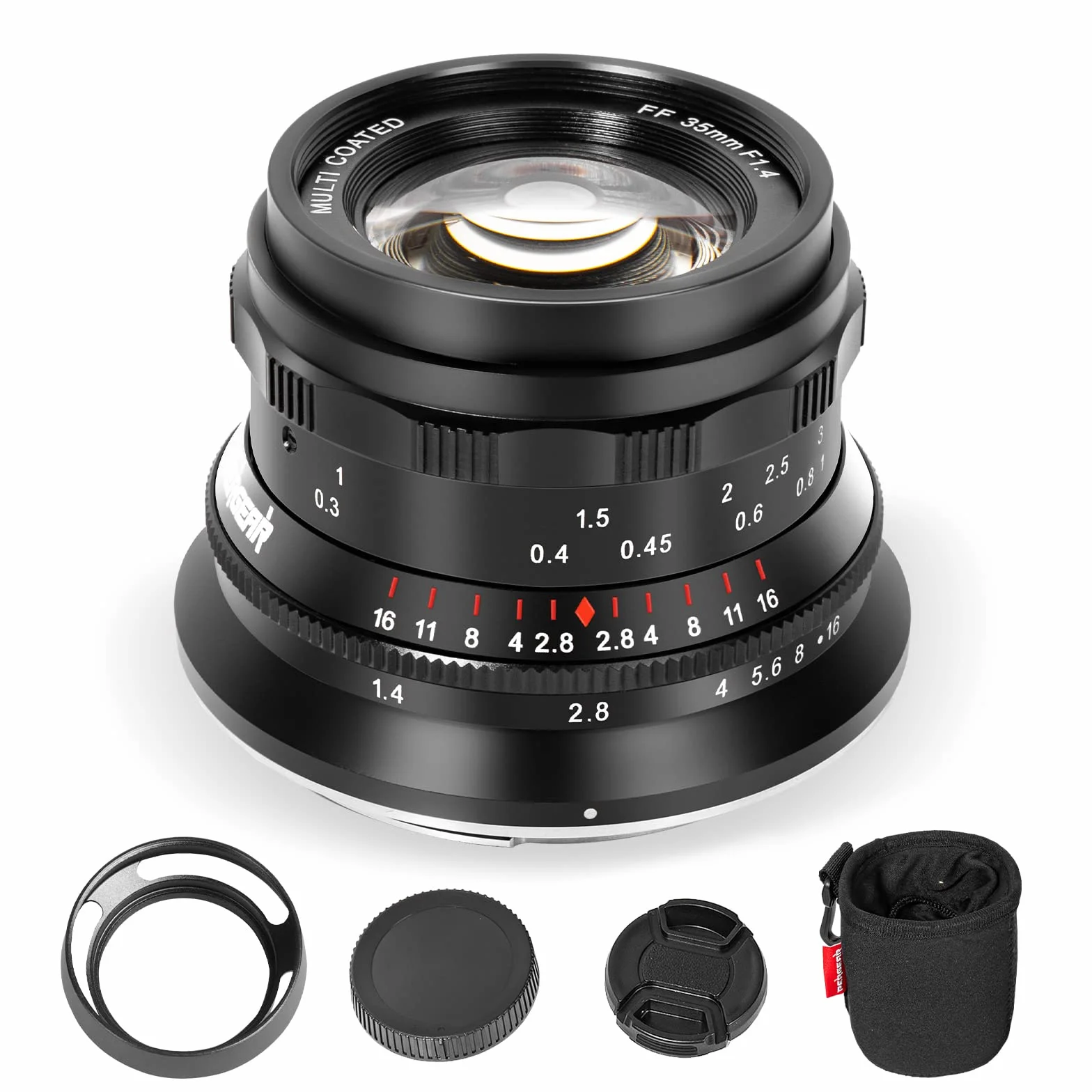 PERGEAR 35mm F1.4 Full-Frame Obiettivo con messa a fuoco manuale, compatibile con fotocamere Sony E-Mount A7RIII A7RIV A7S A7SII A7SIII A9 A7C A6400 A6000 A6600 A6100 A6500 A6300