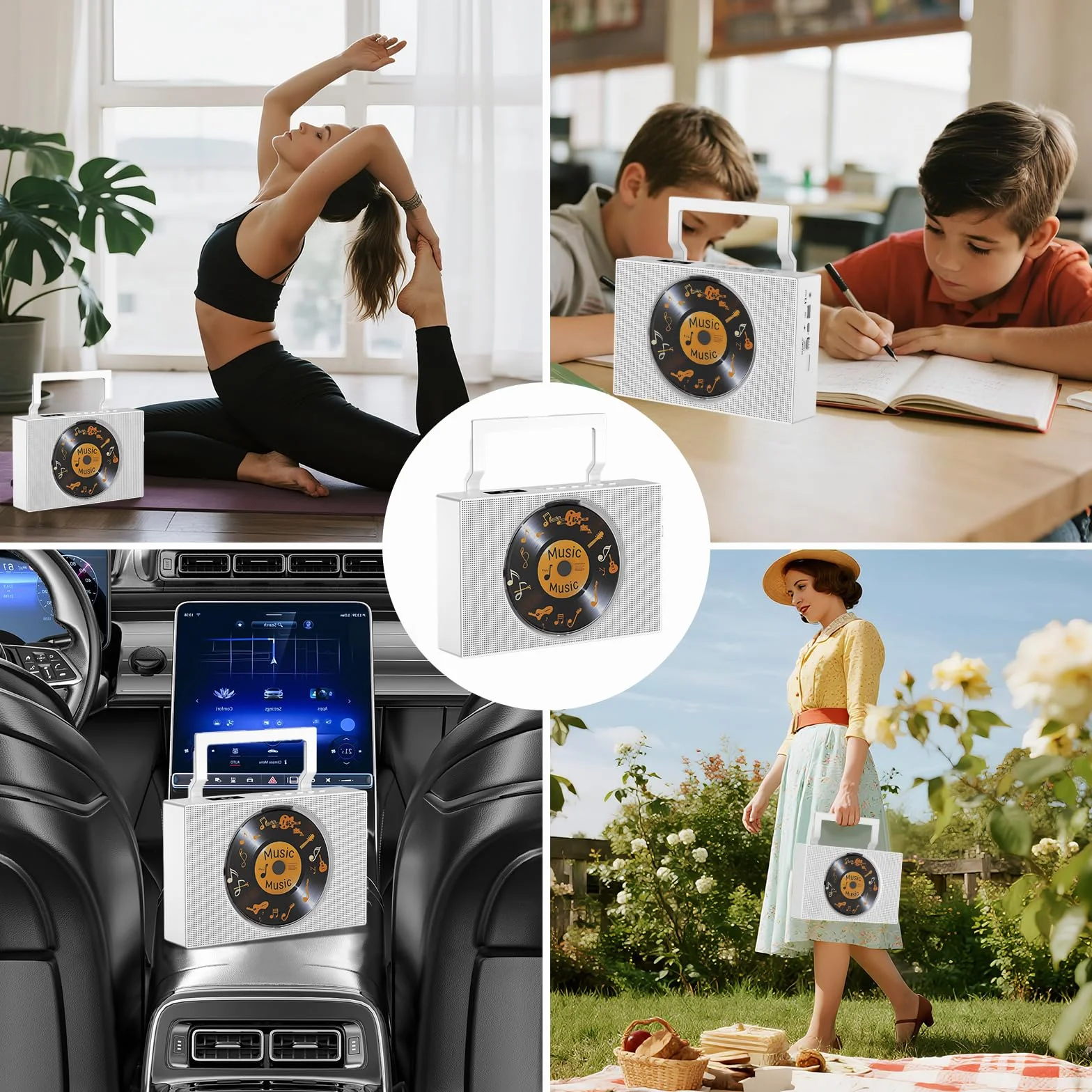 Gueray Lettore CD Portatile con Radio Bluetooth, Altoparlanti, Display, Telecomando, AUX 3.5mm, Jack Cuffie, Radio FM, USB Type-C