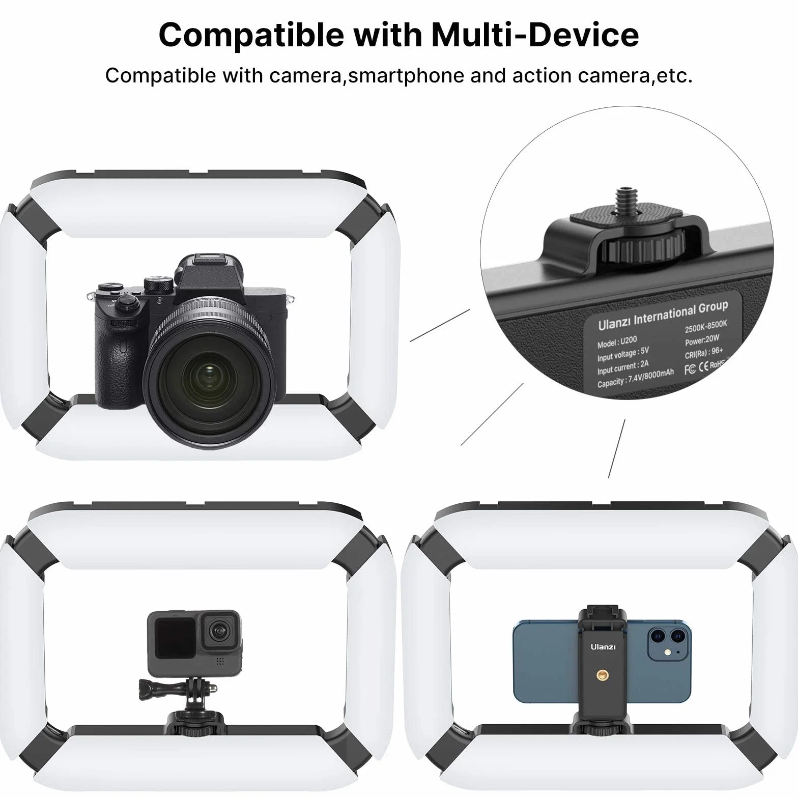 ULANZI Rig video per smartphone con luce, stabilizzatore portatile per telefono cellulare con luce ad anello 8500k Luce per selfie per filmaking Live Steam Tiktok YouTube Registrazione video, con